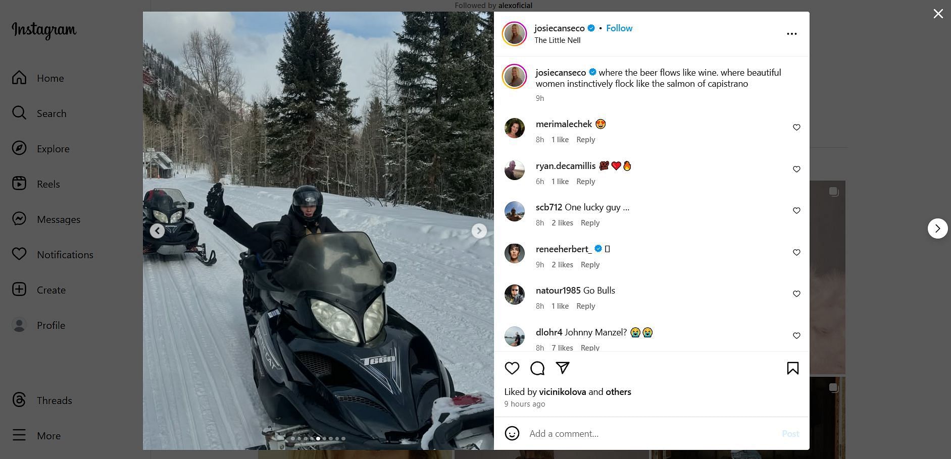 Jose Canseco&#039;s daughter Josie &amp; boyfriend Johnny Manziel enjoy cozy romantic Colorado getaway ft. snowmobiling, playing pool &amp; more - Source: IG