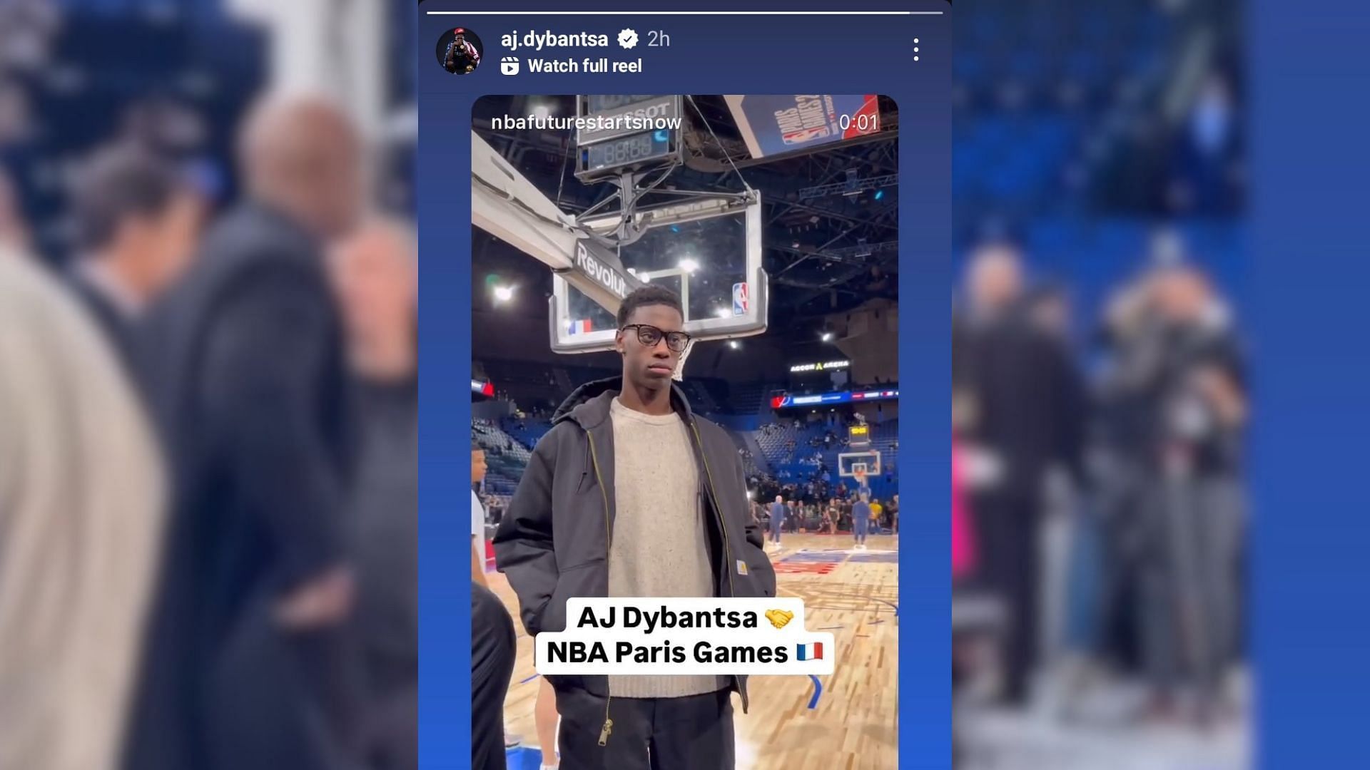 AJ Dybantsa shows up for NBA Paris Games. (Image Vis Instagram @aj.dybantsa