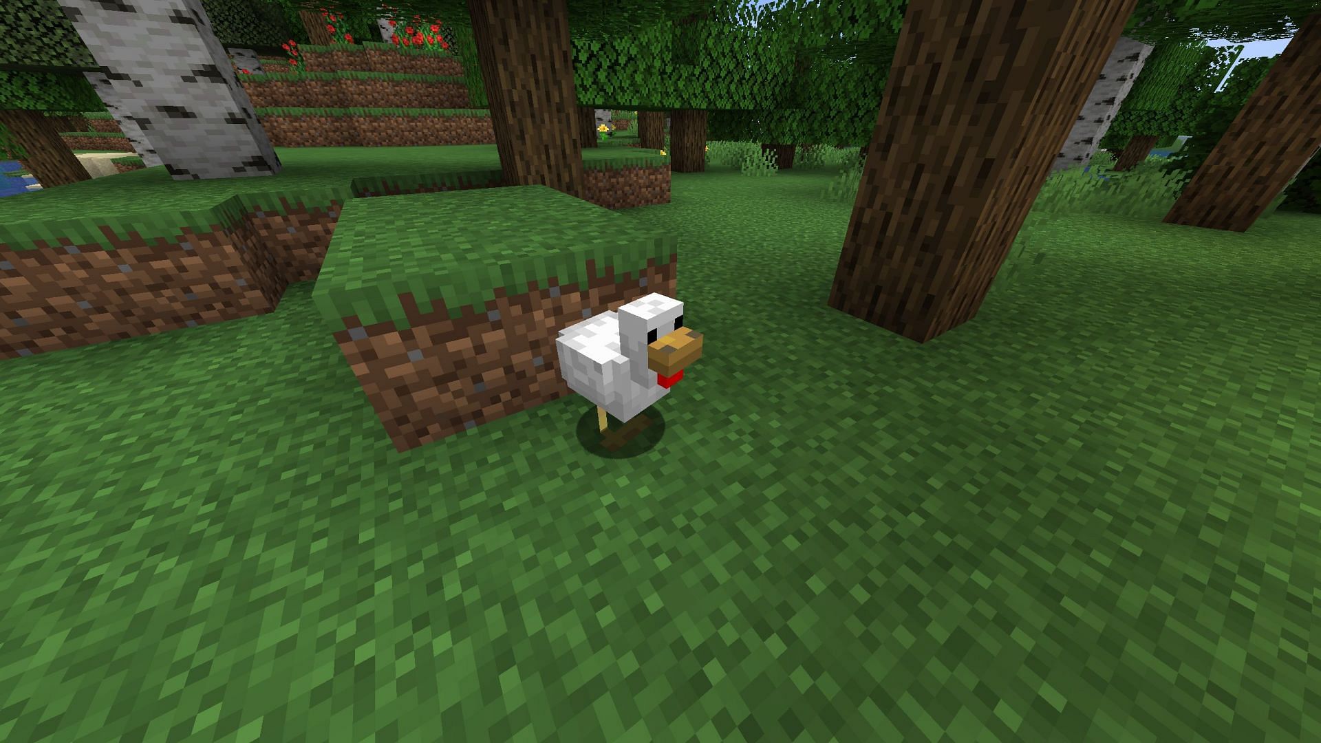 A chicken from the 1.14 game version that looks the same as the latest version (Image via Mojang Studios)