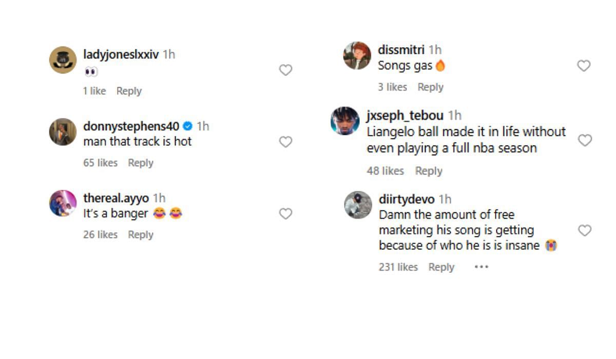 Fans react to the Lion&#039;s bumping to LiAngelo&#039;s latest track (Image via Instagram/@thescore)