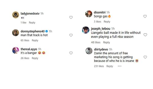 Fans react to the Lion's bumping to LiAngelo's latest track (Image via Instagram/@thescore)