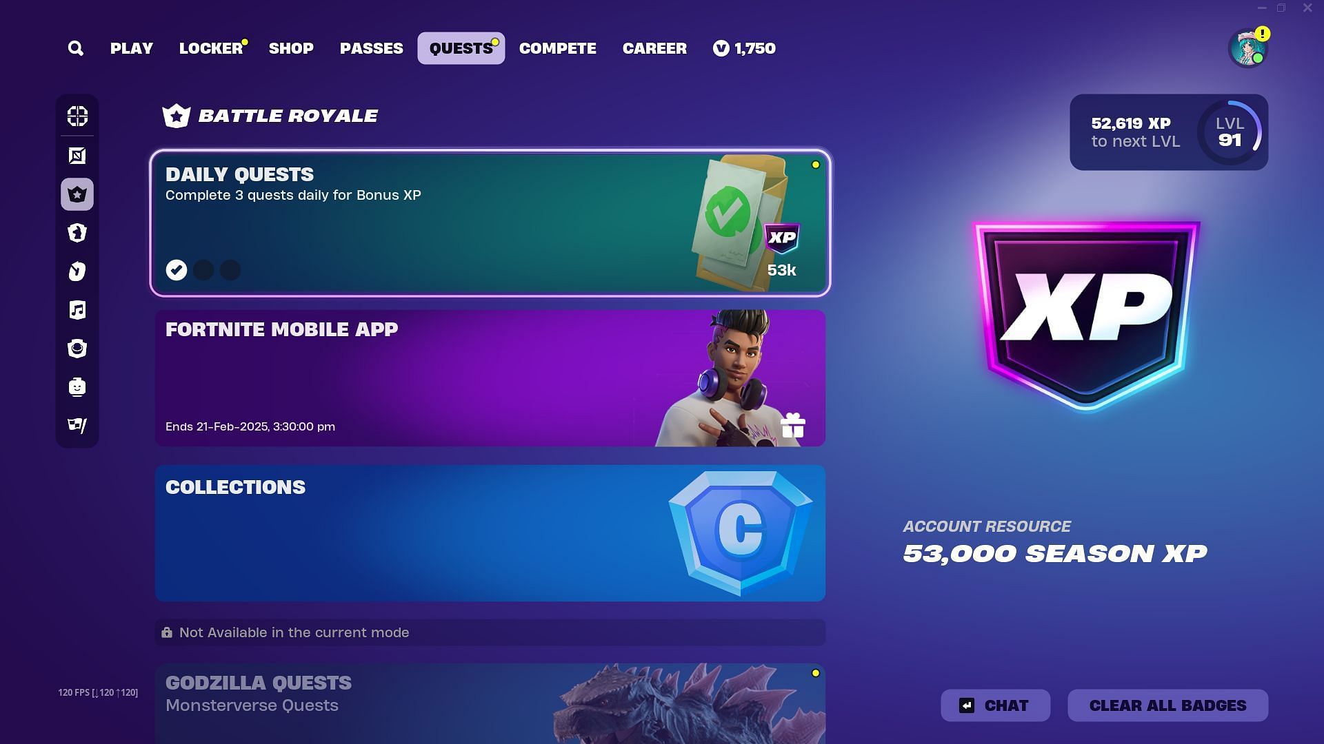 Fortnite has completely reworked the quest tab (Image via Epic Games)