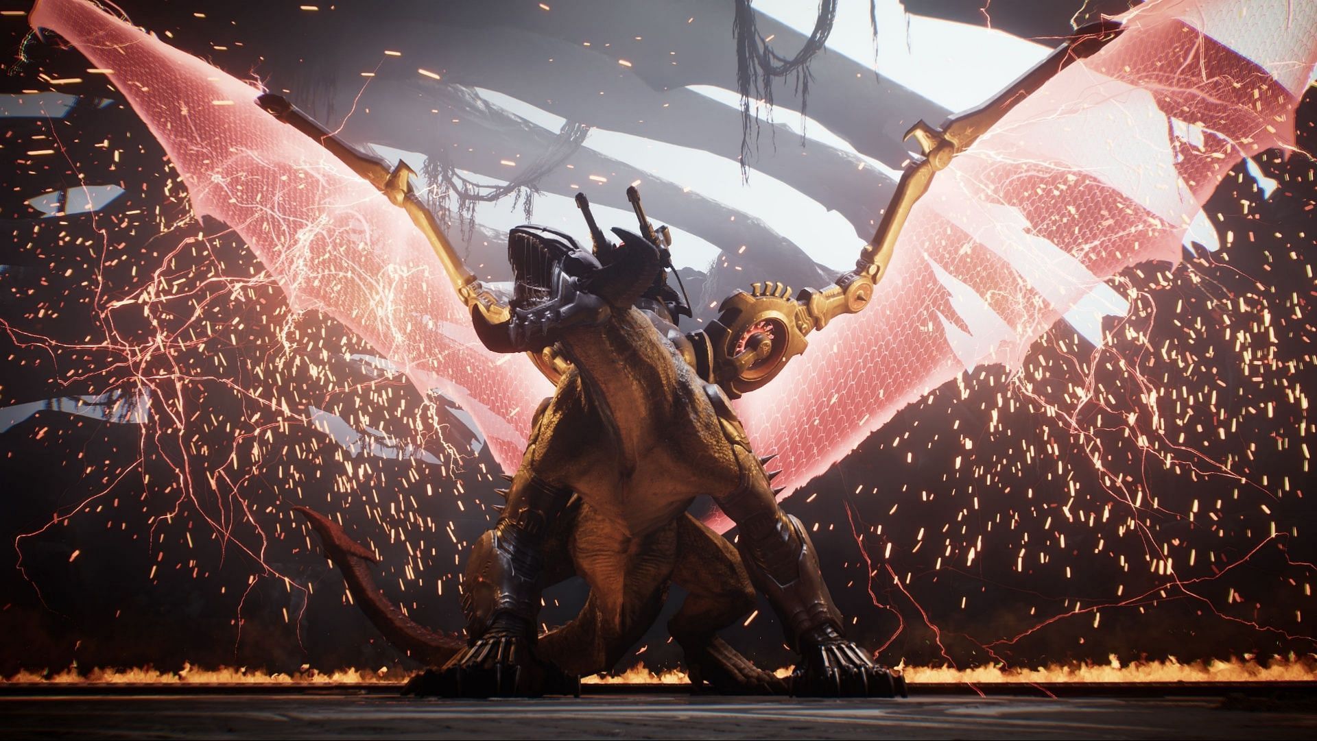 Cybernetic Dragons are the only way to fly (Image via Bethesda Softworks)