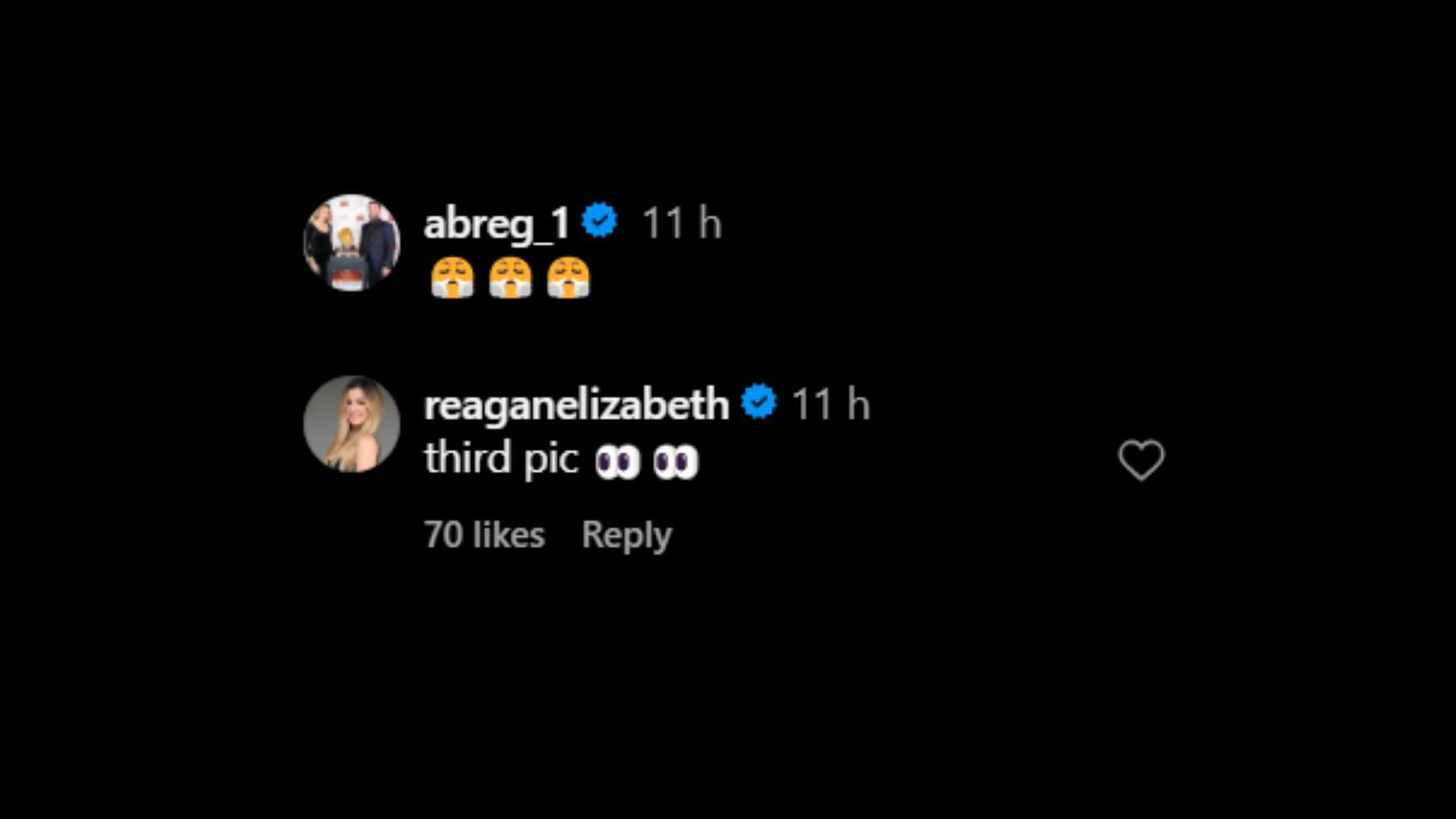 Reagan Bregaman&#039;s comment (Source: Instagram/@abreg_1)