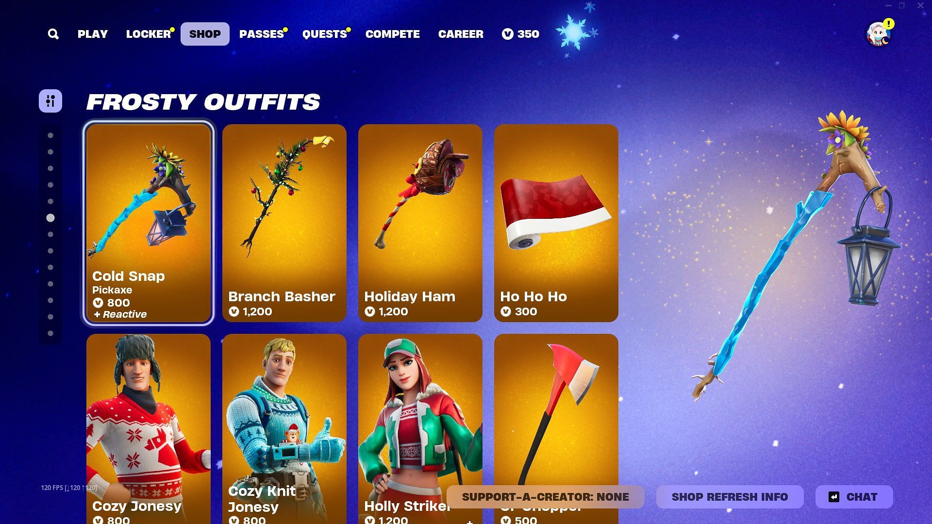 You can now purchase the Cold Snap Pickaxe in Fortnite (Image via Epic Games)