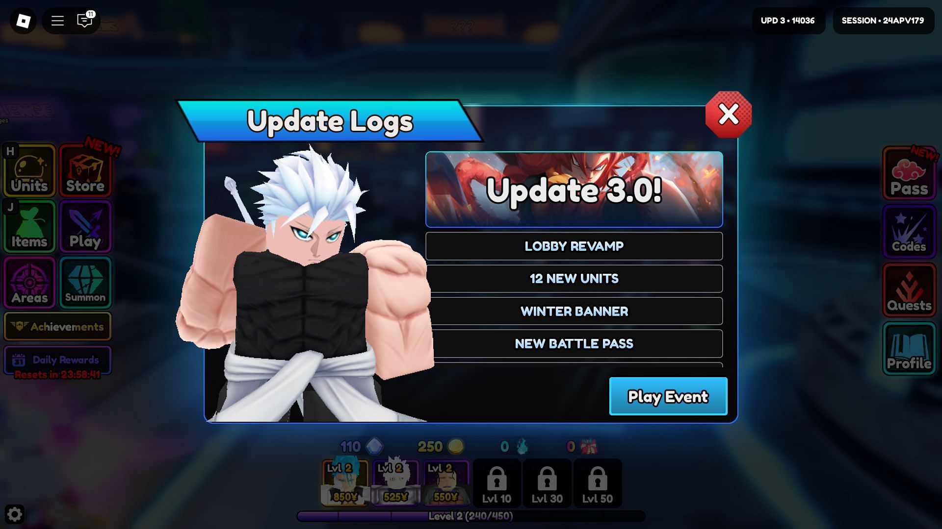 In-game update log (Image via Roblox)