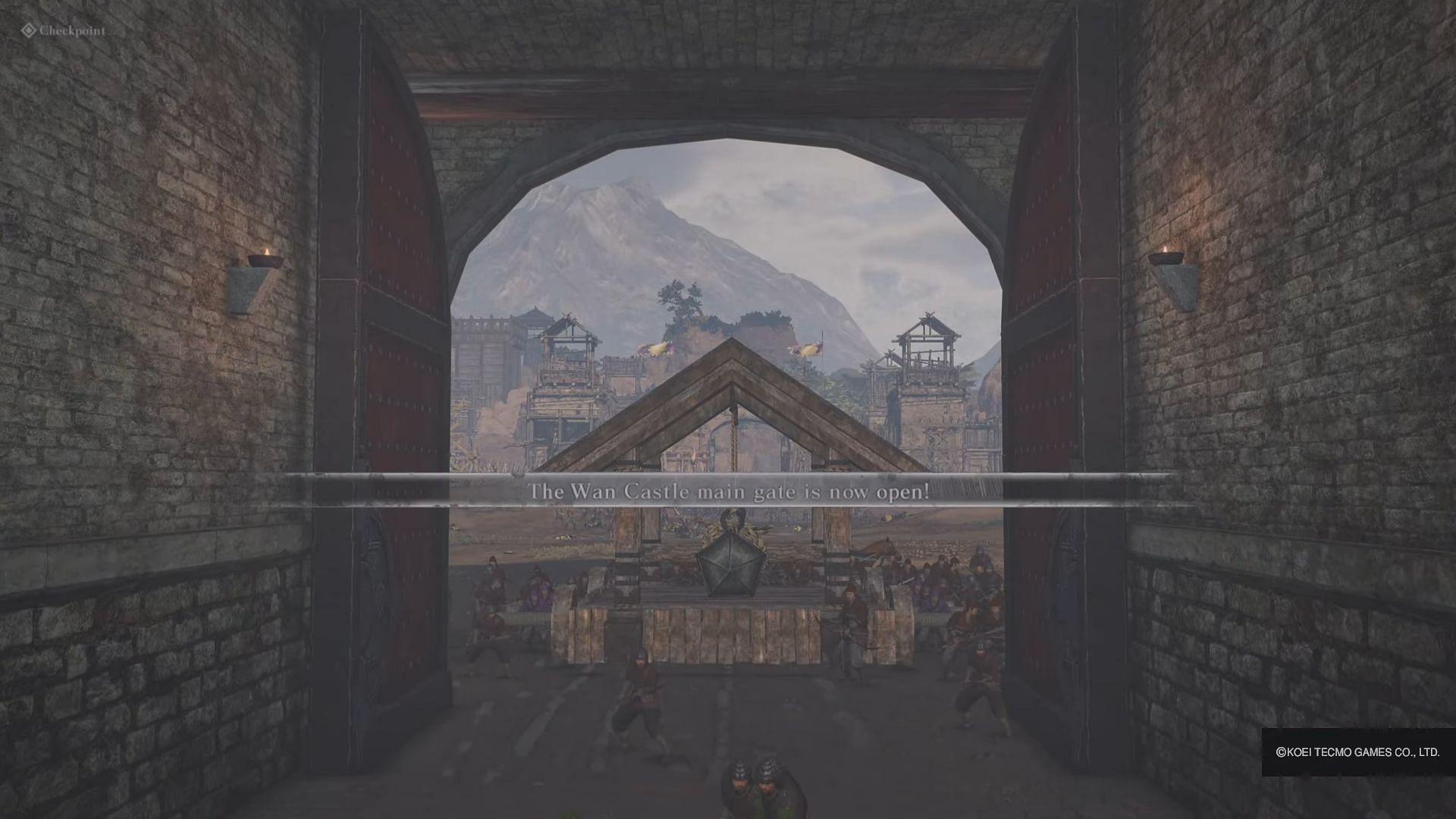 Deploying Ram for Wan Castle&#039;s gates (Image via Koei Tecmo)