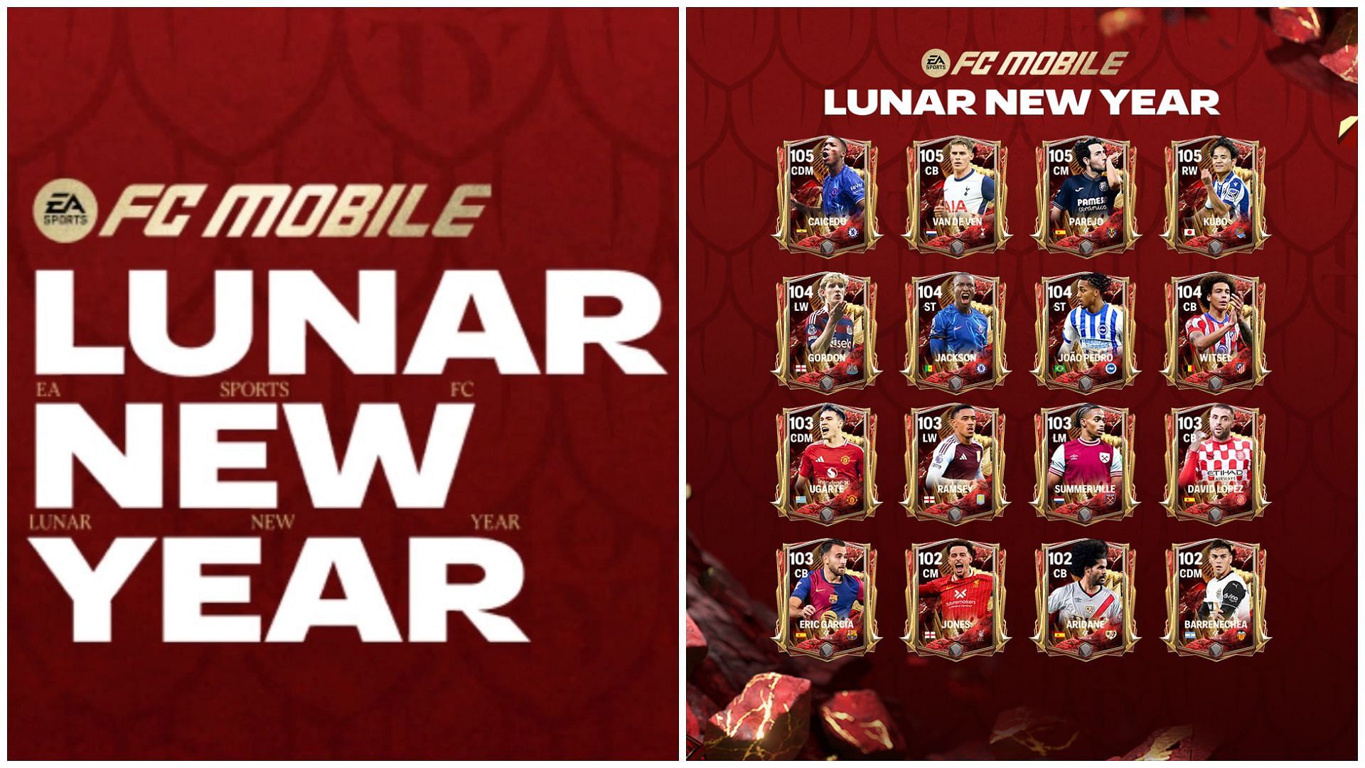 Lunar New Year 2025 promo cards revealed in EA FC Mobile (Image via EA Sports)