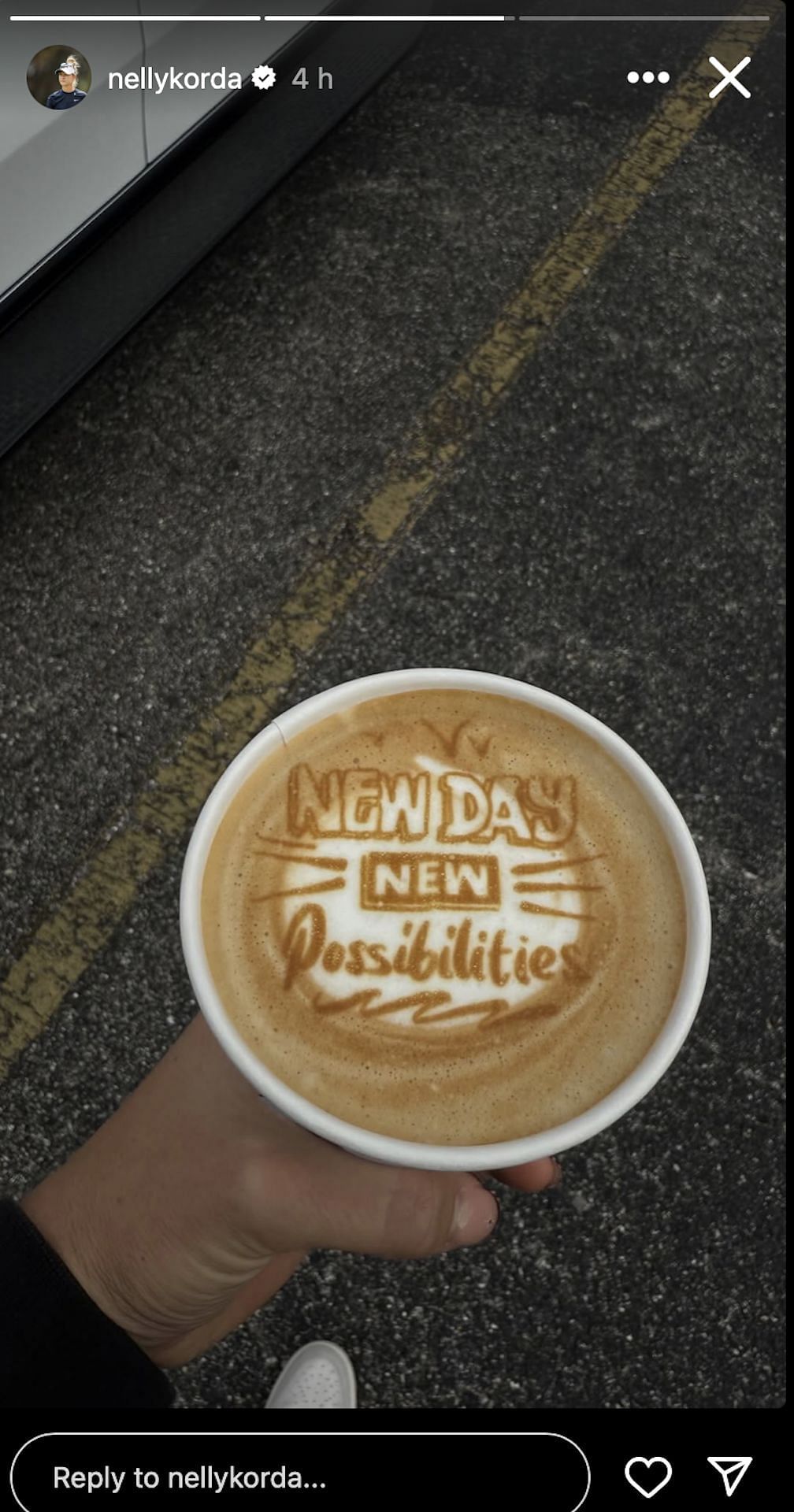 Nelly Korda shares a picture of her coffee (via Instagram @nellykorda)