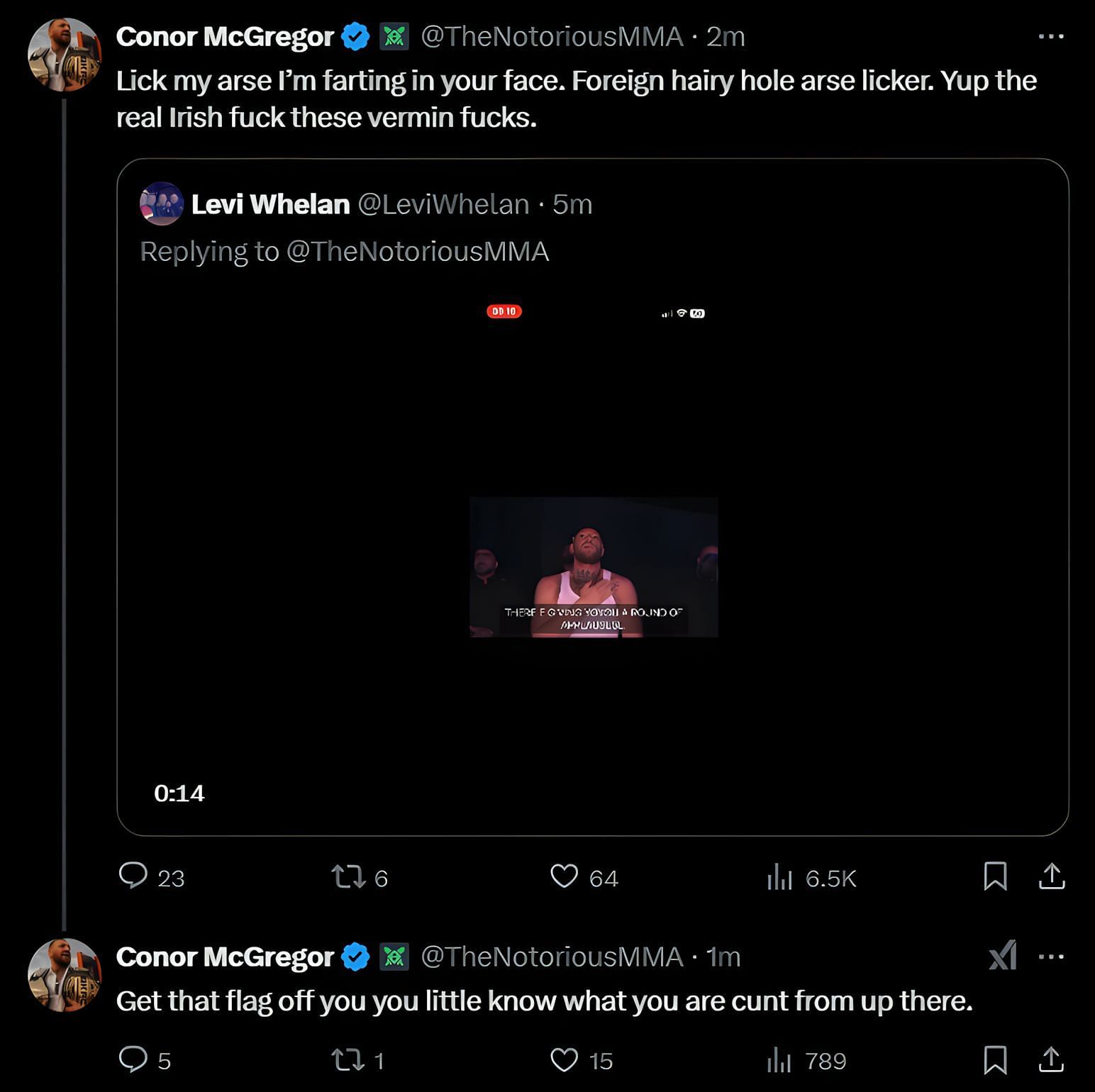 A screenshot of Conor McGregor&#039;s deleted tweets