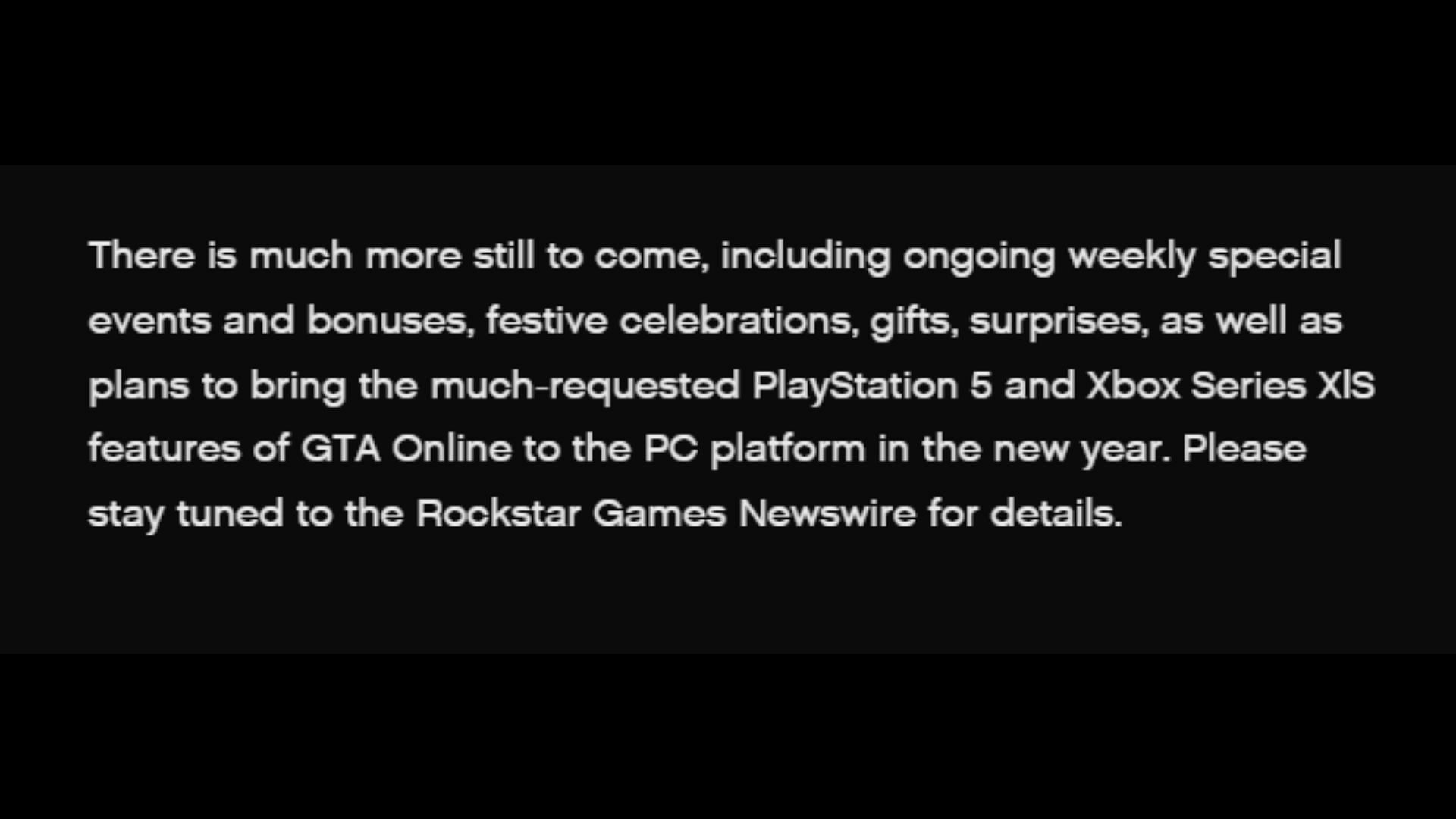 Announcement of Current-Gen console version&#039;s features coming to PC (Image via Rockstar Games)