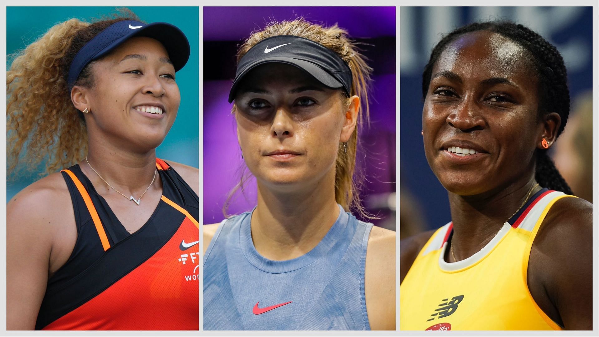 Naomi Osaka, Maria Sharapova and Coco Gauff