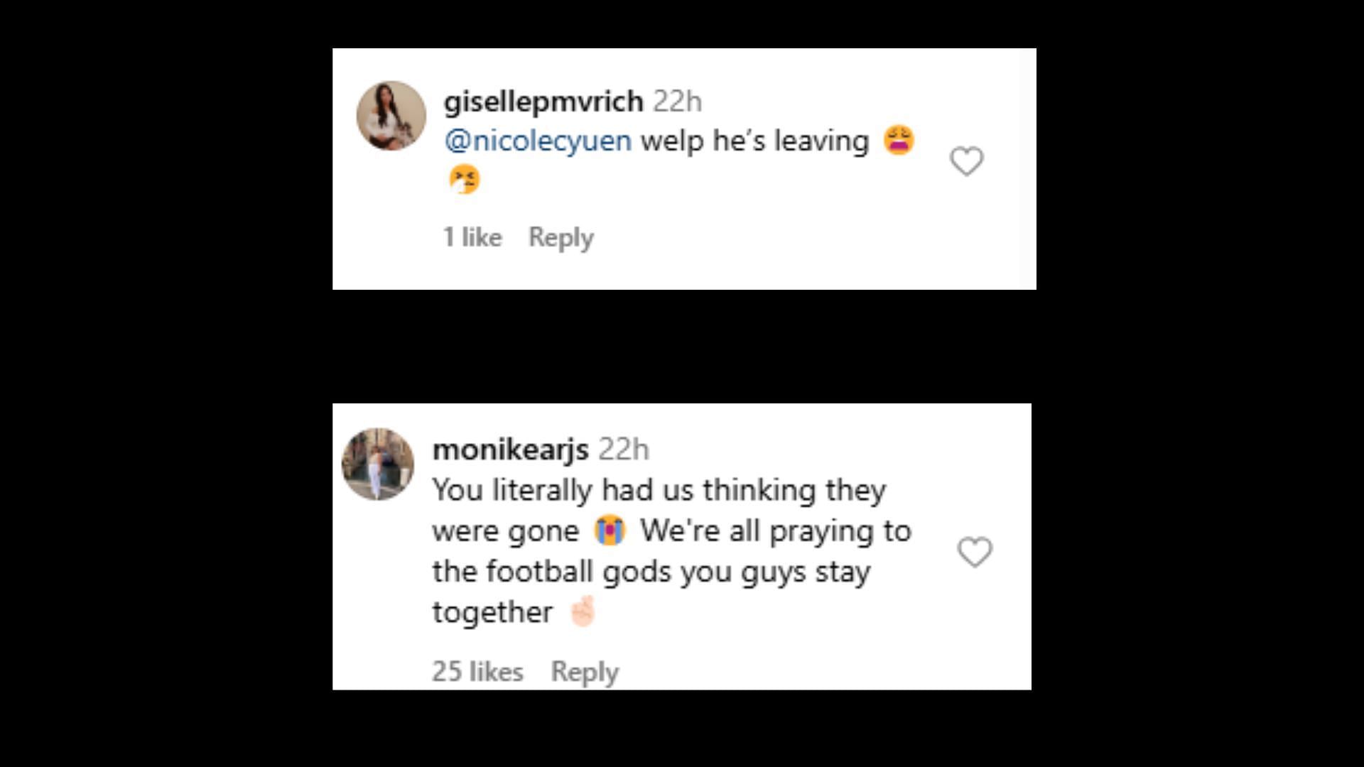 Replies to Sydney Warner&#039;s Instagram post.