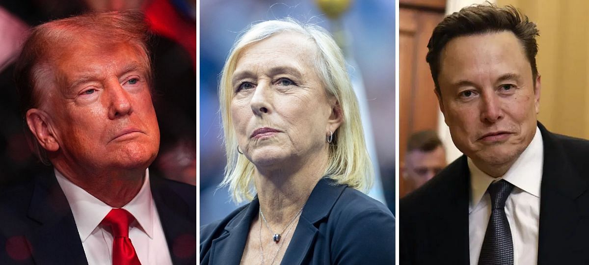 (Left to Right) Donald Trump, Martina Navratilova, Elon Musk [Image source: Getty]