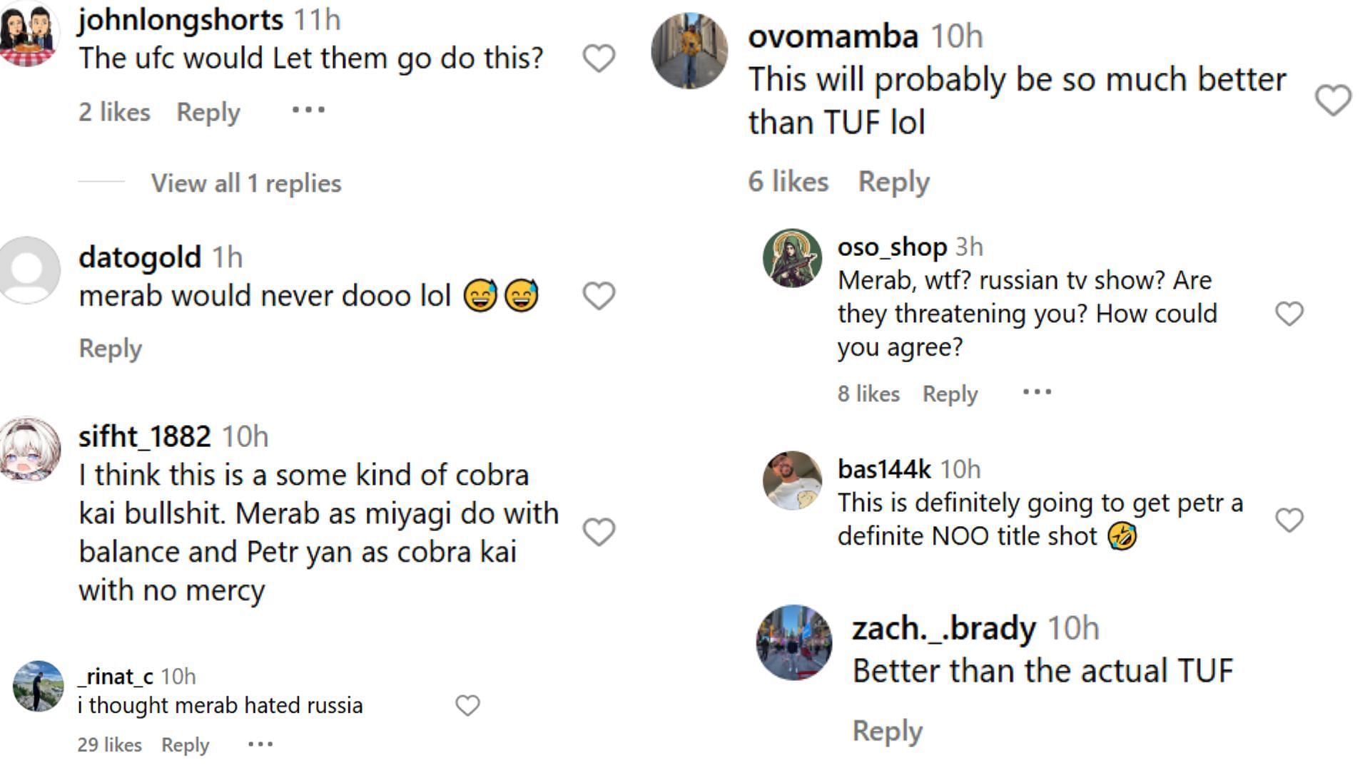 Fan comments [courtesy of @mmafighting&#039;s post on Instagram]