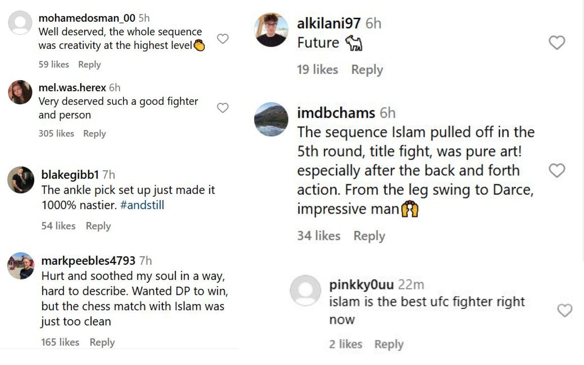 Comments on the post. [Screenshots courtesy: @ufc on Instagram]