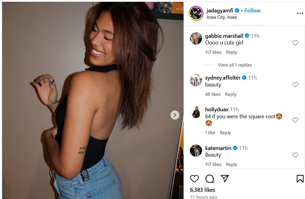 Gabbie Marshall drops comment on Jada Gyamfi&#039;s IG photos. Image via @jadagyamfi