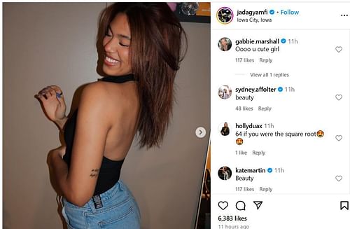 Gabbie Marshall drops comment on Jada Gyamfi's IG photos. Image via @jadagyamfi