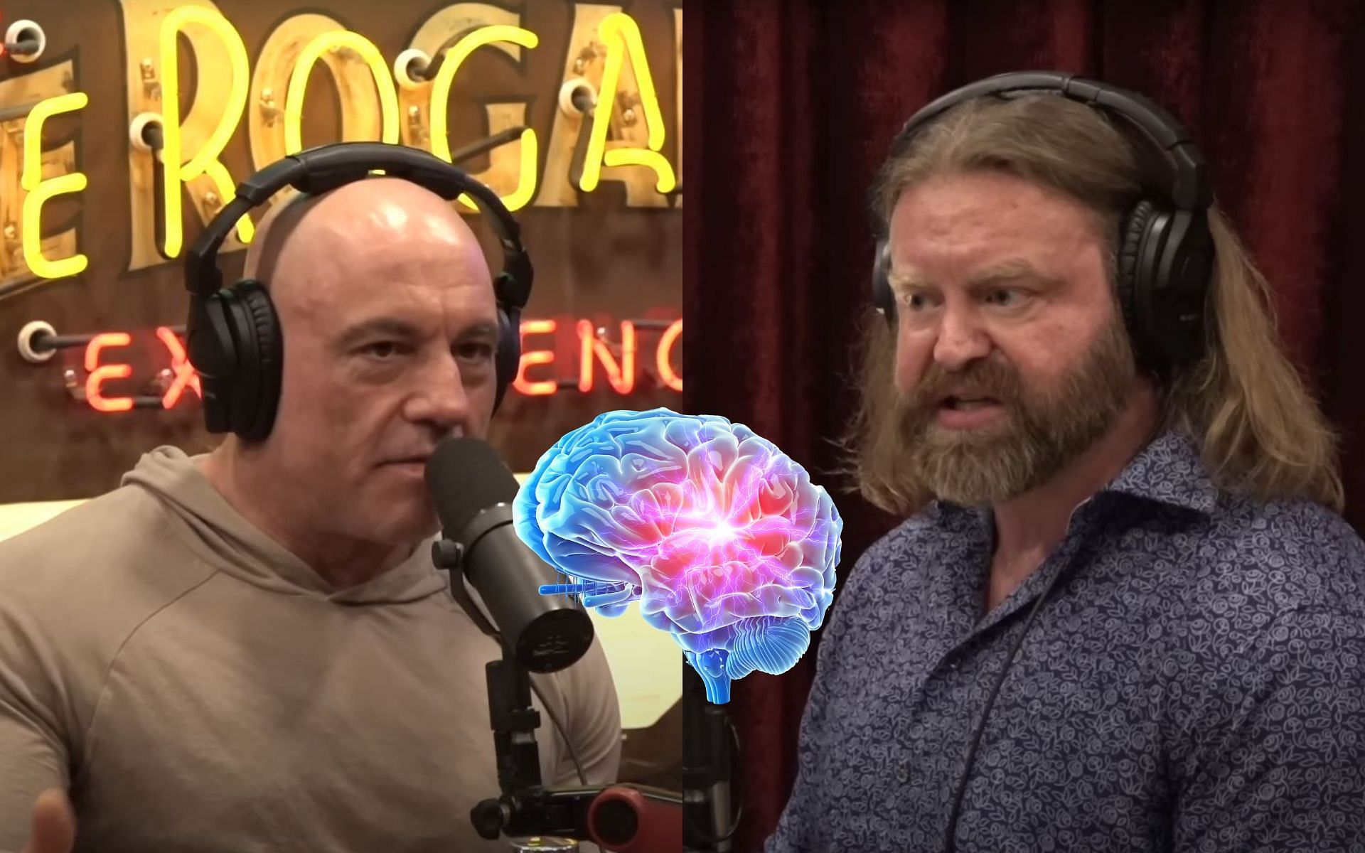 Joe Rogan (left) and W. Byran Hubbard (right) discuss the positive effects of Ibogaine to our brain. [Image credit: Joe Rogan Experience on YouTube]