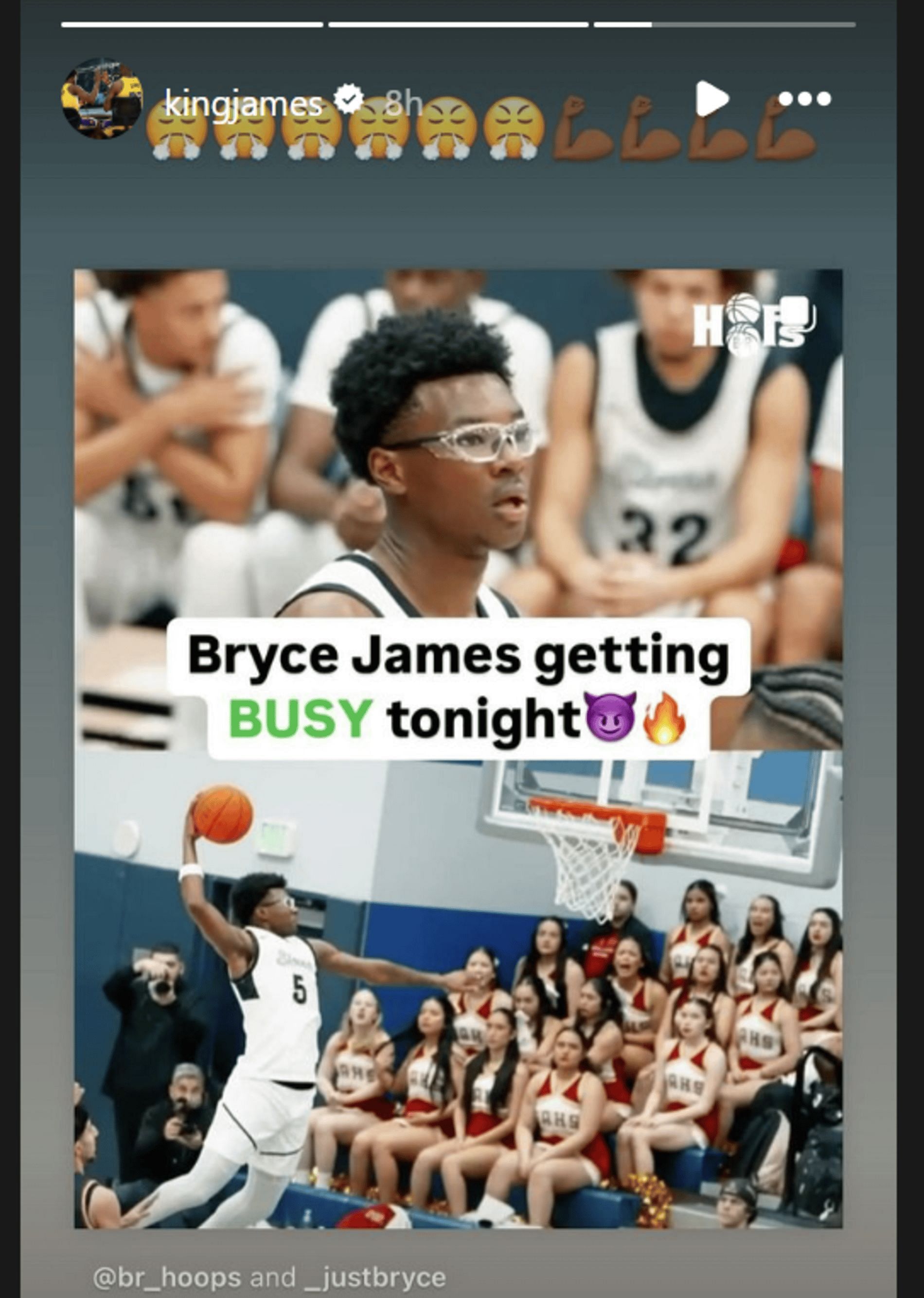 Dad LeBron reacts to Bryce James performance vs. Bishop Alemany (Source: Instagram,/ kingjames)