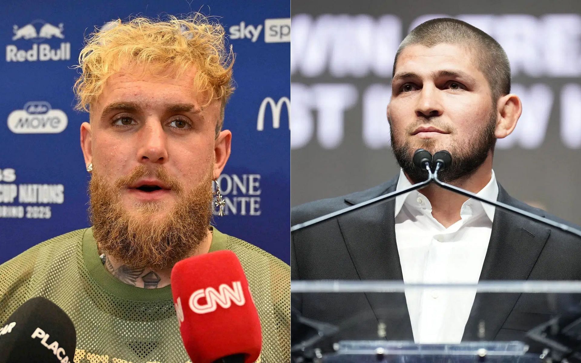 Jake Paul (left) allegedly takes a dig at Khabib Nurmagomedov [Image courtesy: Getty]