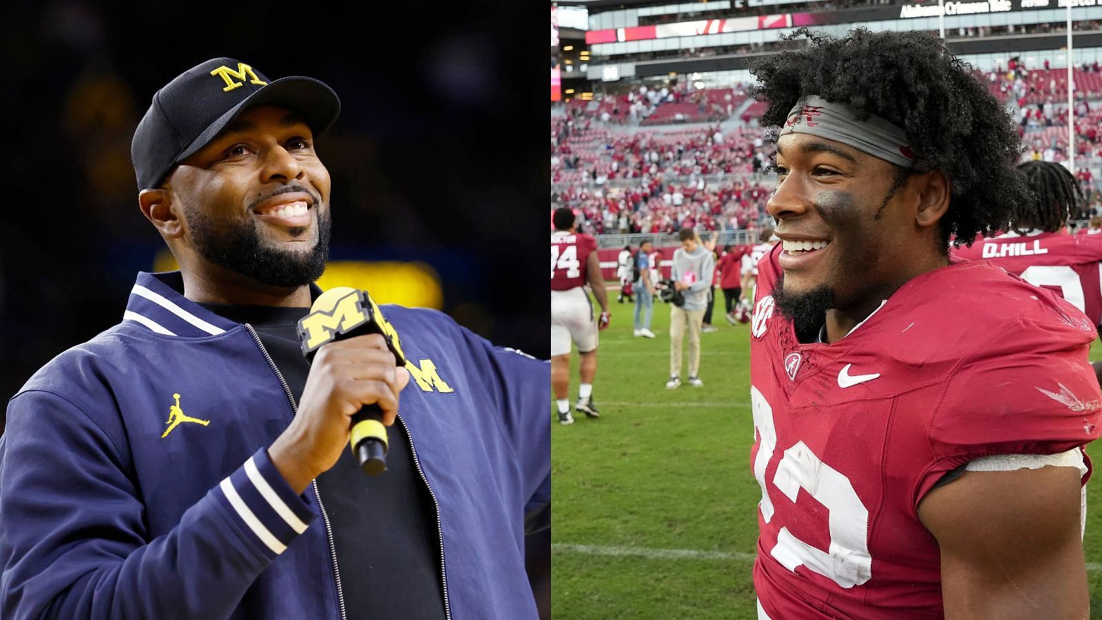 Michigan coach Sherrone Moore has added some substantial transfer portal talent, including RB Justice Haynes from Alabama. (Photo Credits: IMAGN)