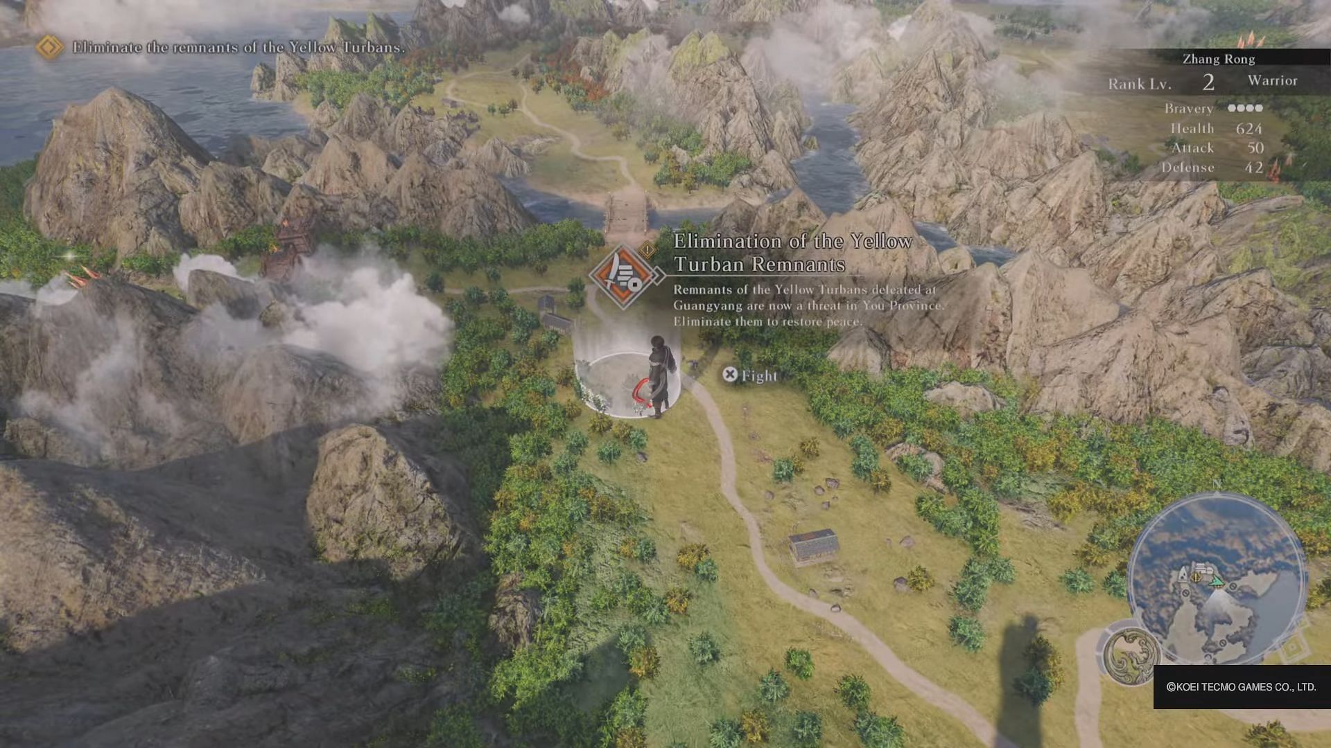 Follow the marker on the map to find your foes (Image via KOEI TECMO GAMES)