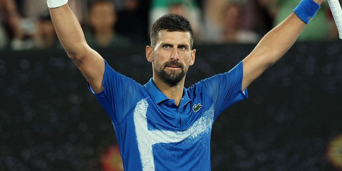 Novak Djokovic celebrating his quarter final win against Carlos Alcaraz - Source: Getty