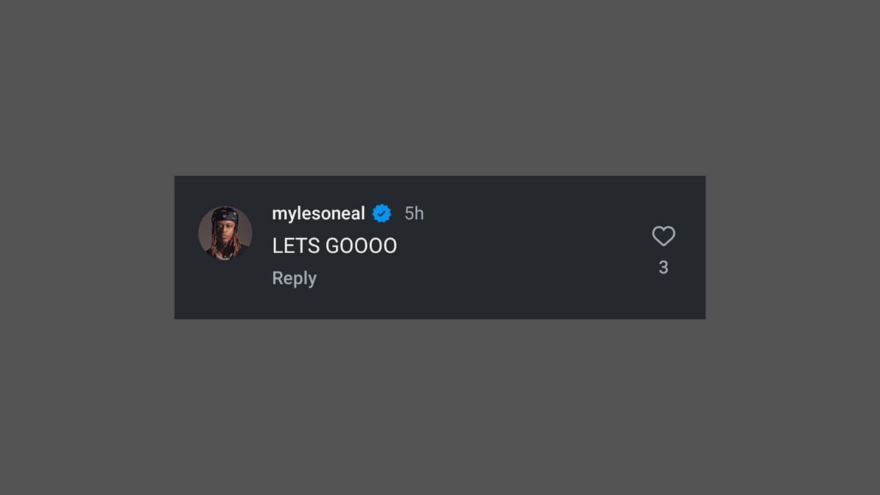 Myles O&#039;Neal reacts to the Weeknd&#039;s IG post. (Credits: theweeknd/Instagram)