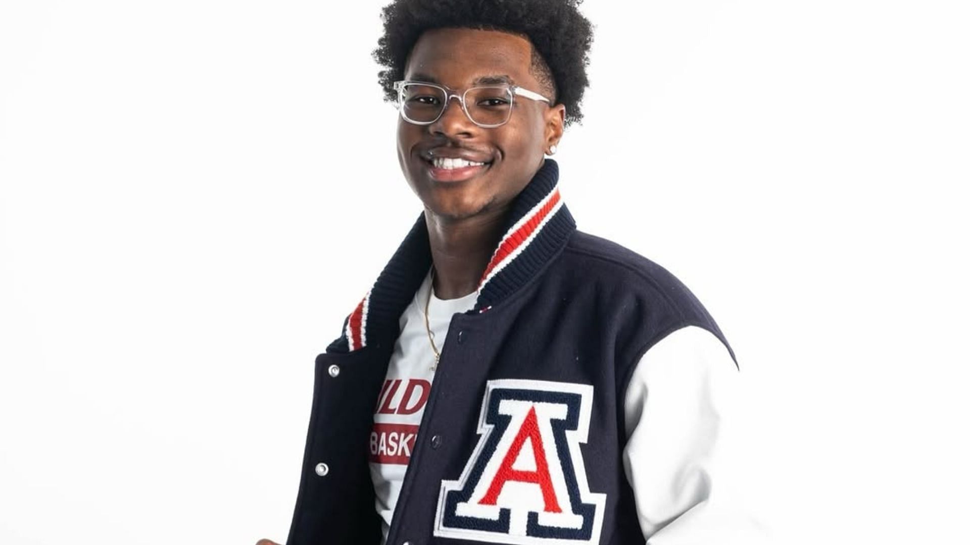 Bryce James posing with an Arizona letterman jacket. Source: @_justbryce on Instagram