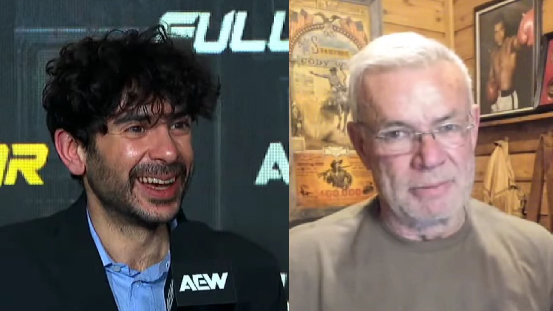 Tony Khan (left) and Eric Bischoff (right) (Image via AEW YouTube and 83 Weeks with Eric Bischoff YouTube channel) 