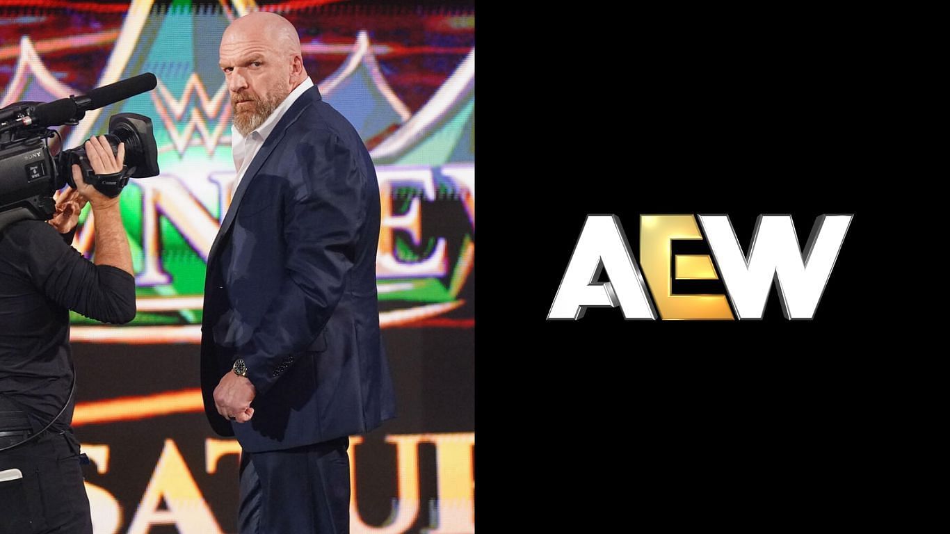 Triple H is the Head of Creative in WWE [image credits: WWE.com, AEW Facebook]