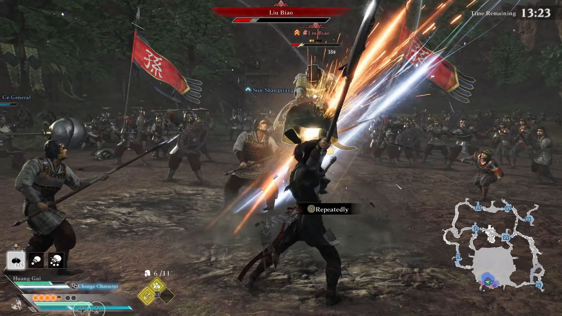 Defeat Liu Biao in time to complete the mission (Image via Koei Tecmo Games)