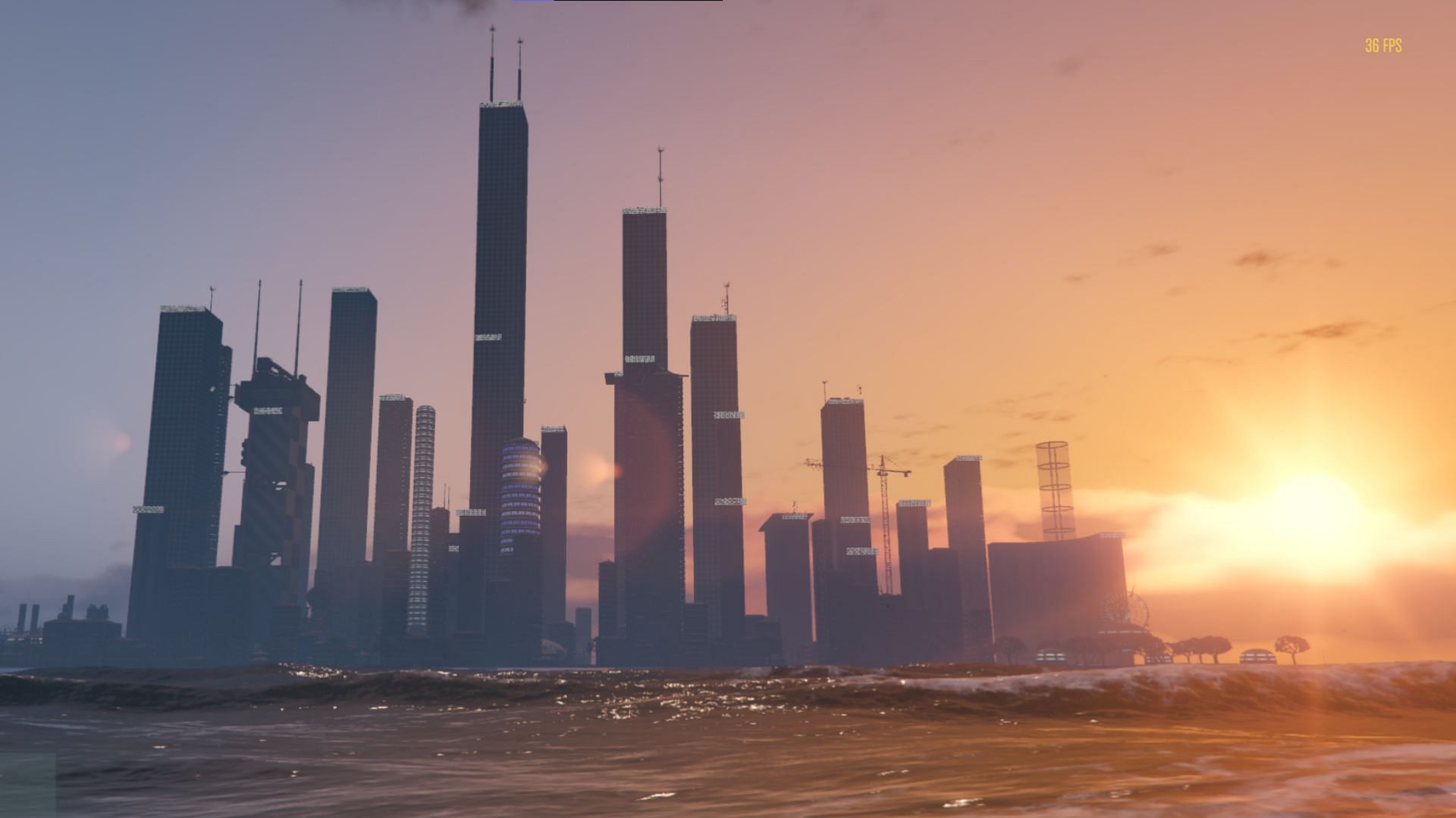 The New Liberty Island&#039;s skyscrapers (Image via gta5-mods.com)