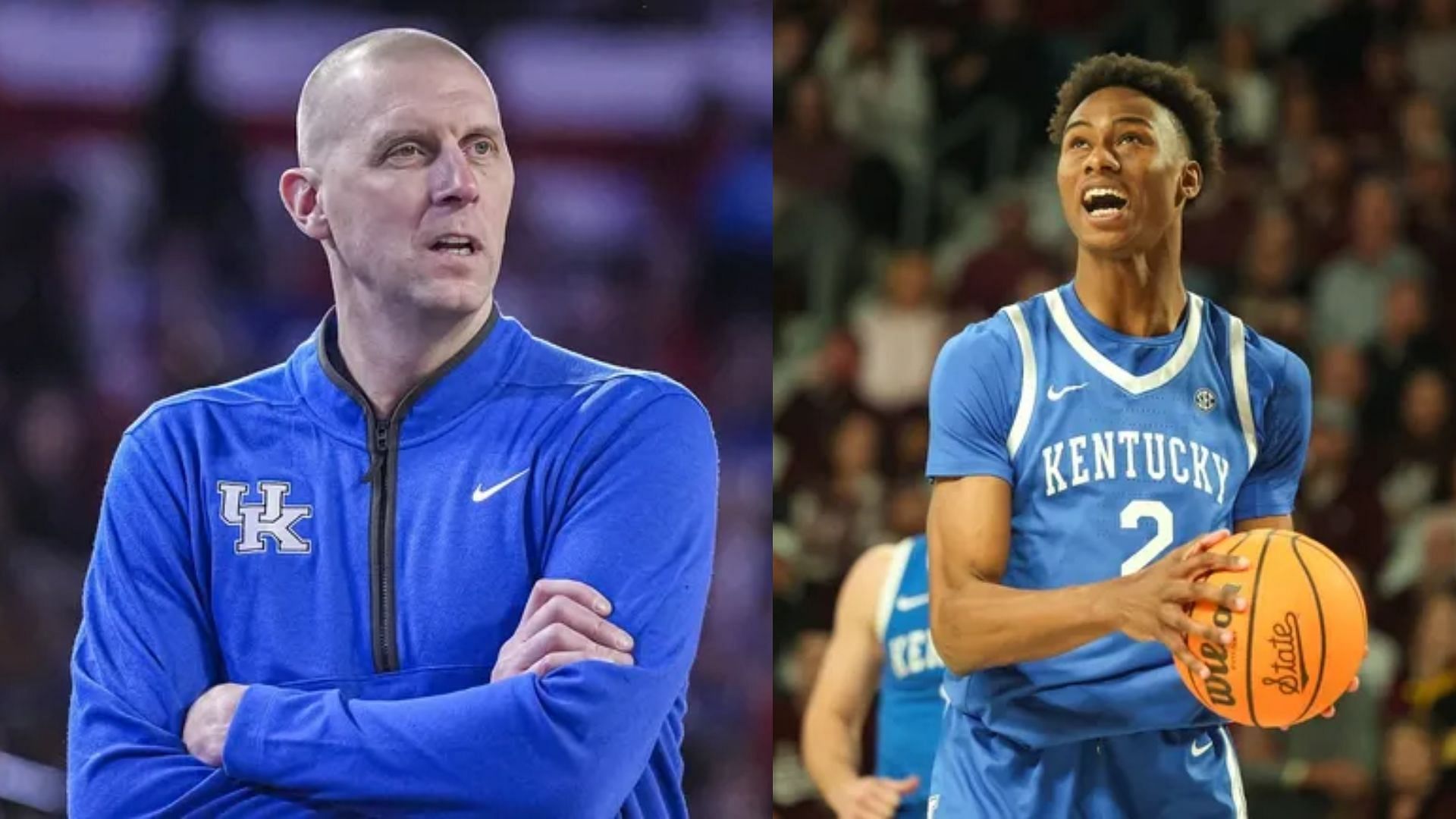 Kentucky coach Mark Pope (left) and guard Jaxson Robinson (right) (Image Source: IMAGN)