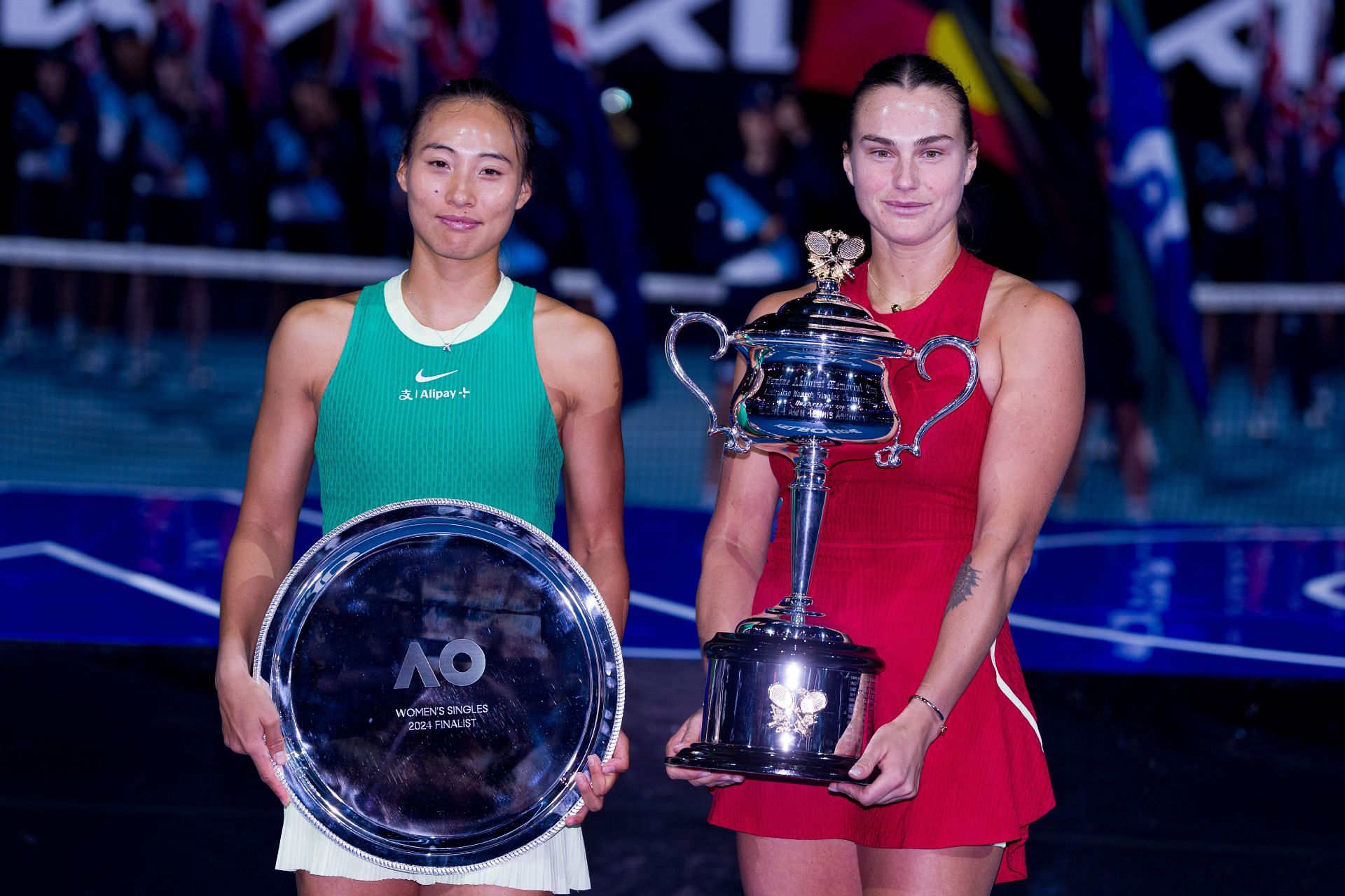 Zheng Qinwen and Aryna Sabalenka at the 2024 Australian Open - Source: Getty