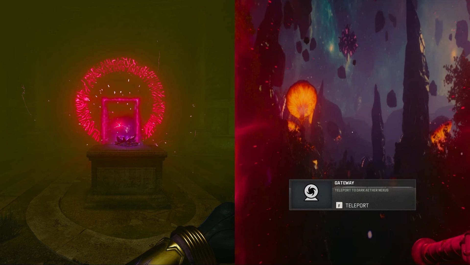 Interact with the portal to reach the Dark Aether Nexus location (Image via Activision || YouTube/ MrRoflWaffles)