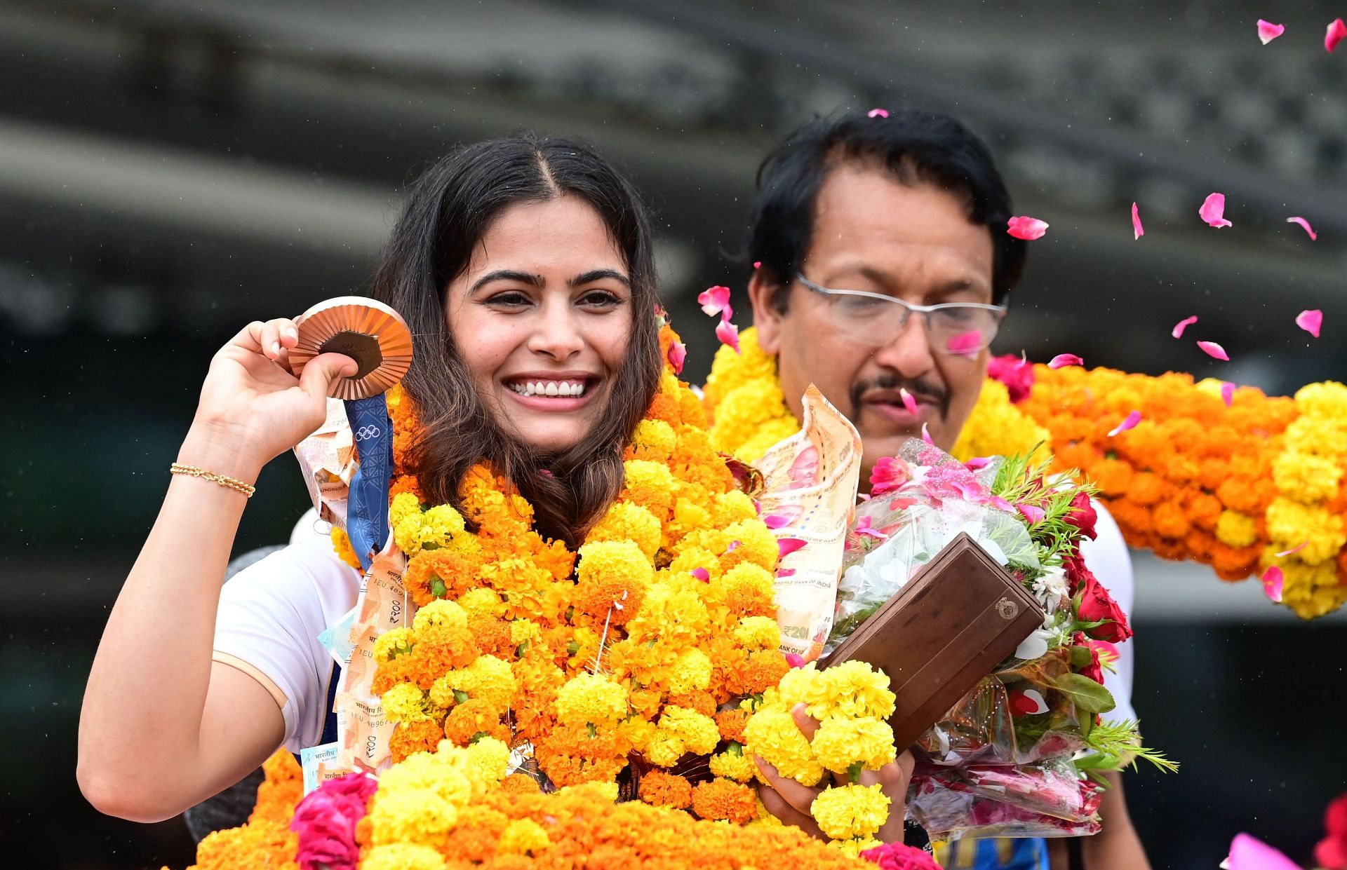 Double Olympic Bronze Medal Winning Shooter Manu Bhaker Arrives Home To Grand Reception - Source: Getty