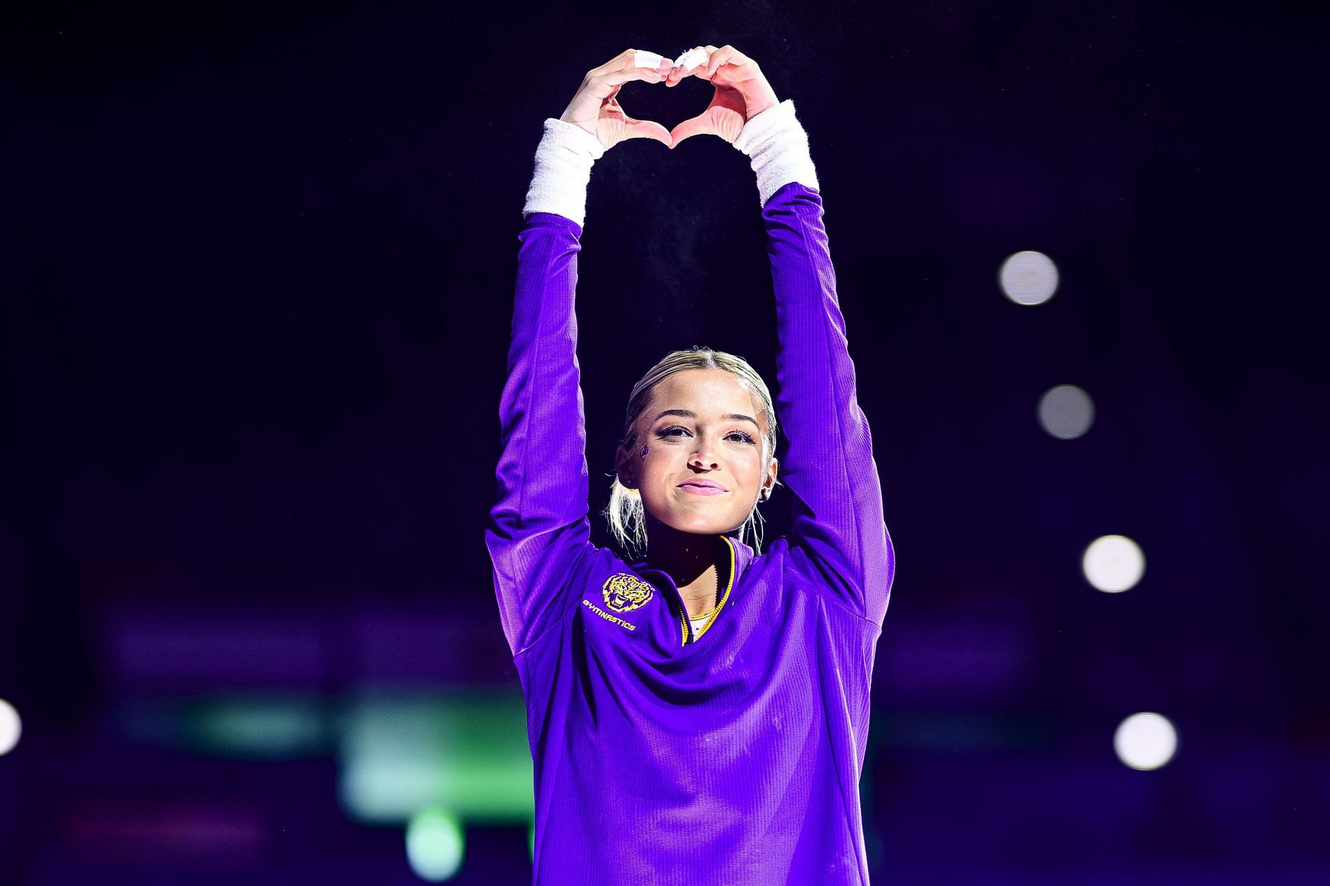 Olivia Dunne of the LSU Tigers at The Gymnastics 101 Exhibition in Pete Maravich Assembly Center in Baton Rouge, Louisiana. (Photo via Getty Images)