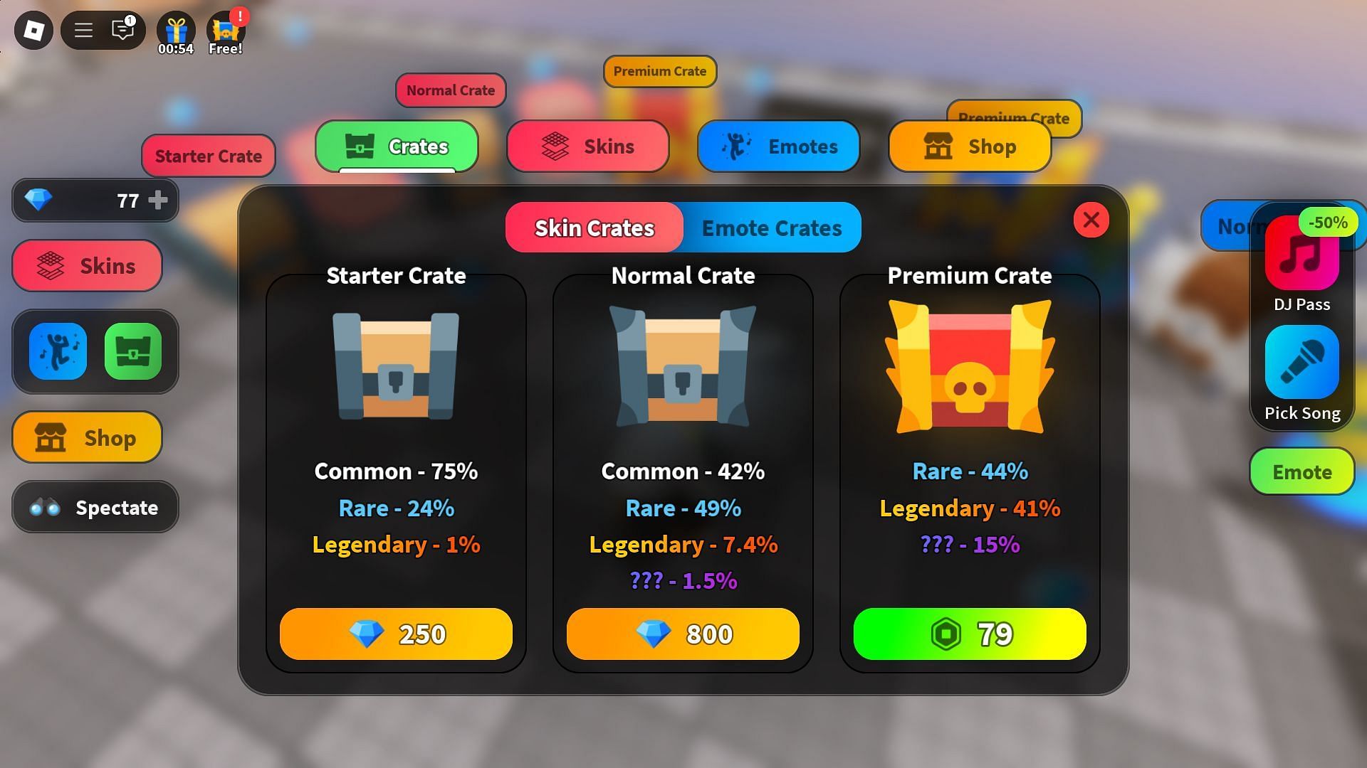 Crate selection (Image via Roblox)