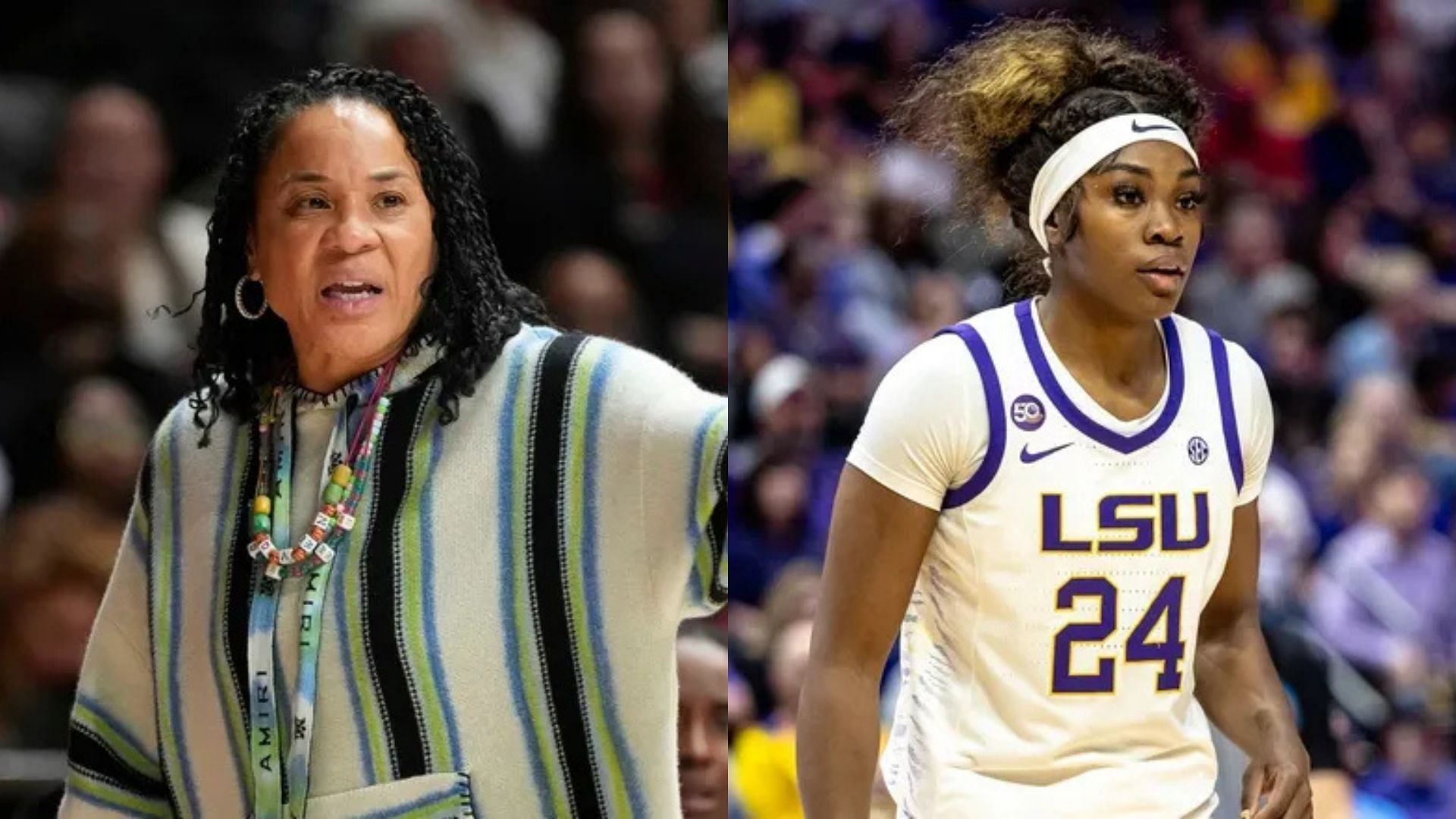 South Carolina coach Dawn Staley and LSU star Aneesah Morrow. Source: Imagn