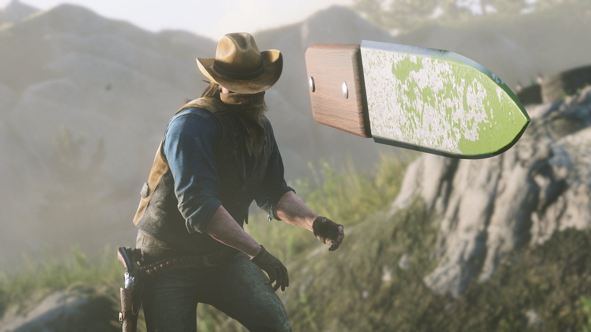 Red Dead Redemption 2 features throwing knives (Image via Rockstar Games)