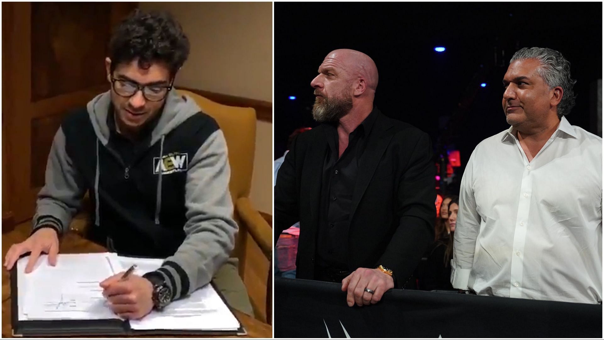 AEW President Tony Khan, WWE CCO Triple H and President Nick Khan