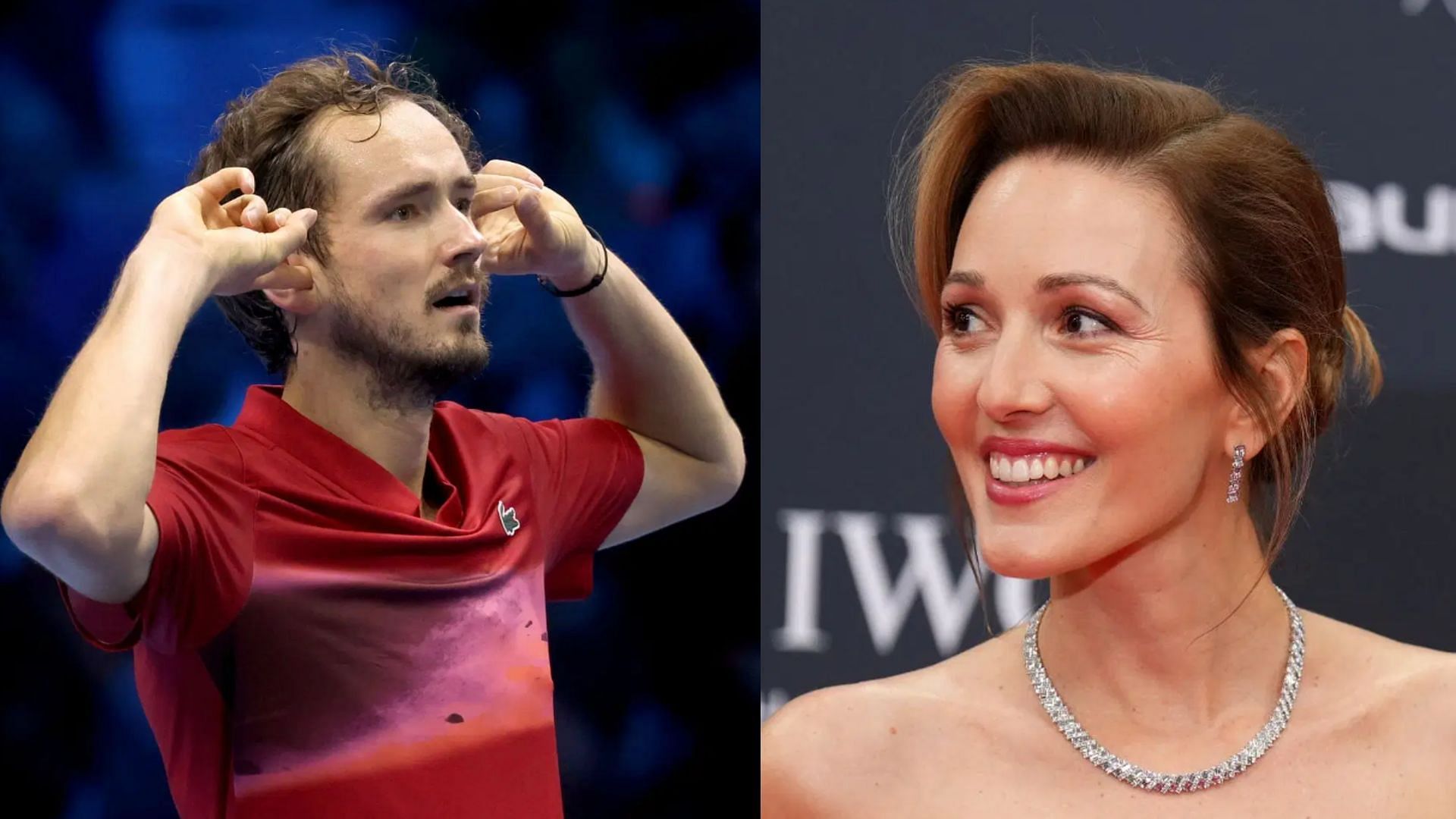 Daniil Medvedev (L); Jelena Djokovic (R); Source - Getty