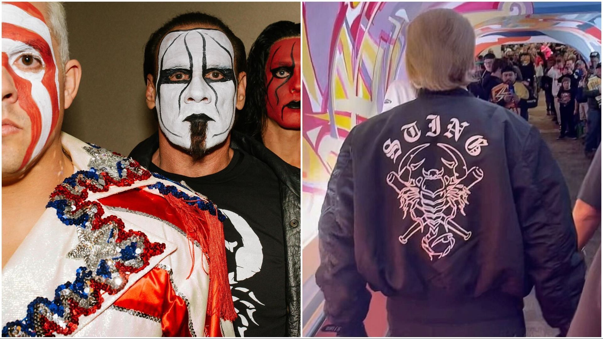 AEW-WWE Legend Sting with his sons, Sting approaches fans at convention