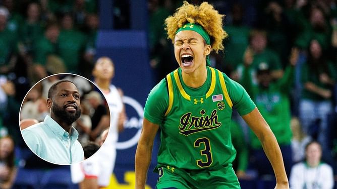 Hannah Hidalgo reacts after Dwyane Wade lauds her game vs Paige Bueckers, UConn