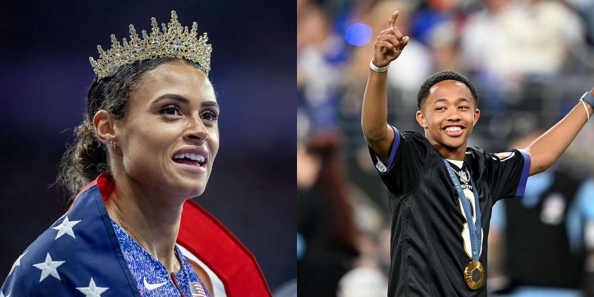 Sydney McLaughlin-Levrone and Quincy Wilson show off their gifts received from New Balance amid the holiday season. (Images by Getty)