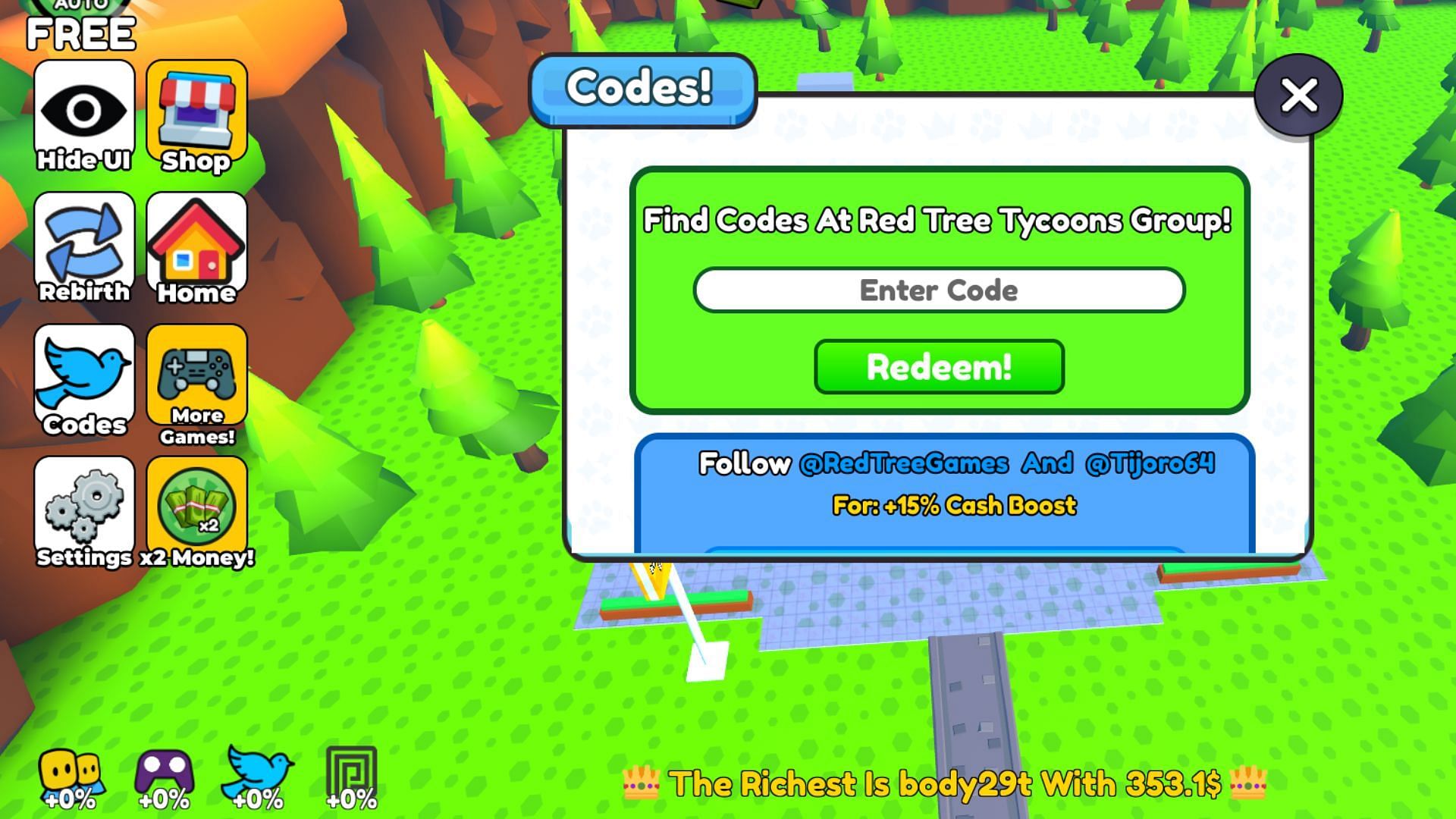 Redeem codes in Sandwich Restaurant Tycoon (Image via Roblox)