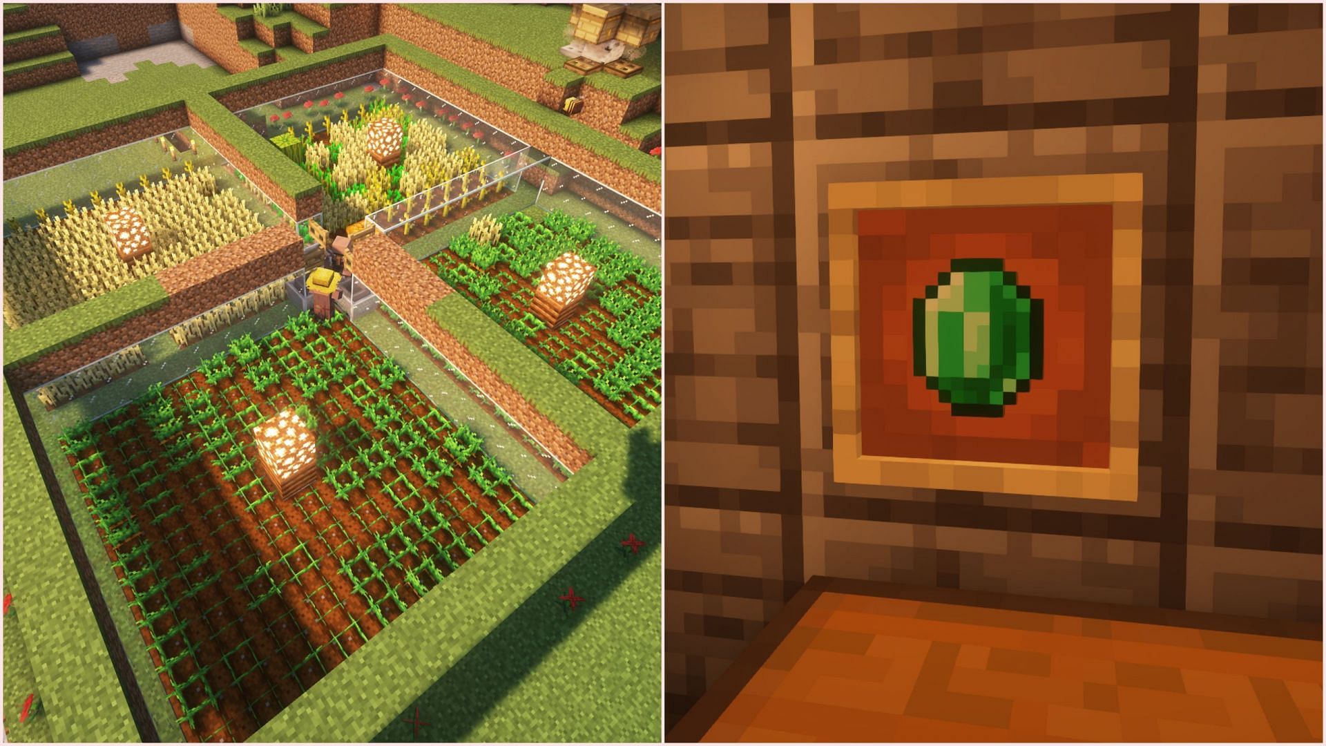 Players can get loads of emerald by creating a crop farm using farmers (Image via Mojang Studios)