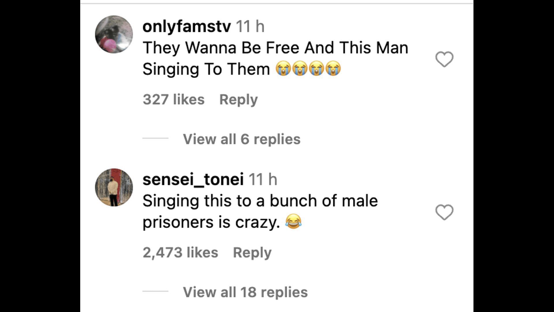 Singer John sings &quot;Ordinary People&quot; for a group of inmates who fought the wildfires: Details and netizens&#039; reactions explored. (Image via Instagram)